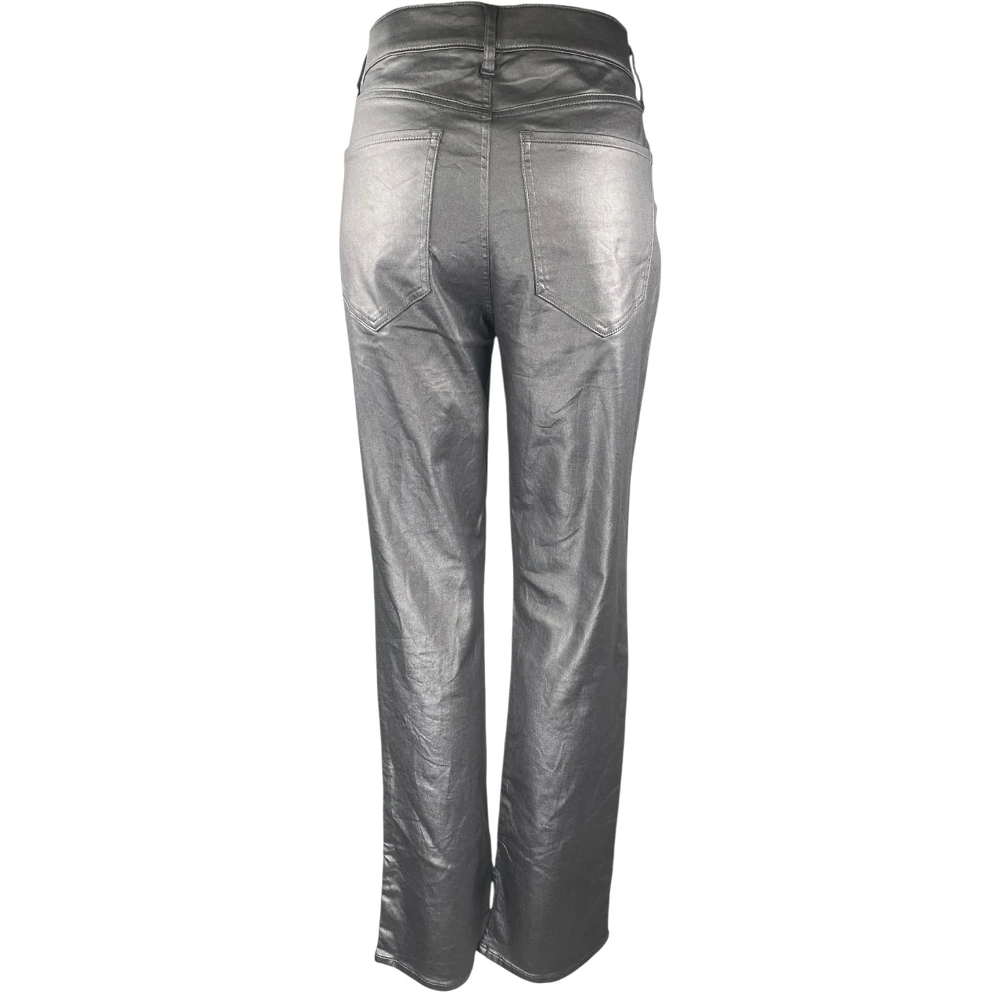 Express Skycraper Womens Silver Metallic Mid Rise Bootcut Flared Pants Size 12R - Image 3