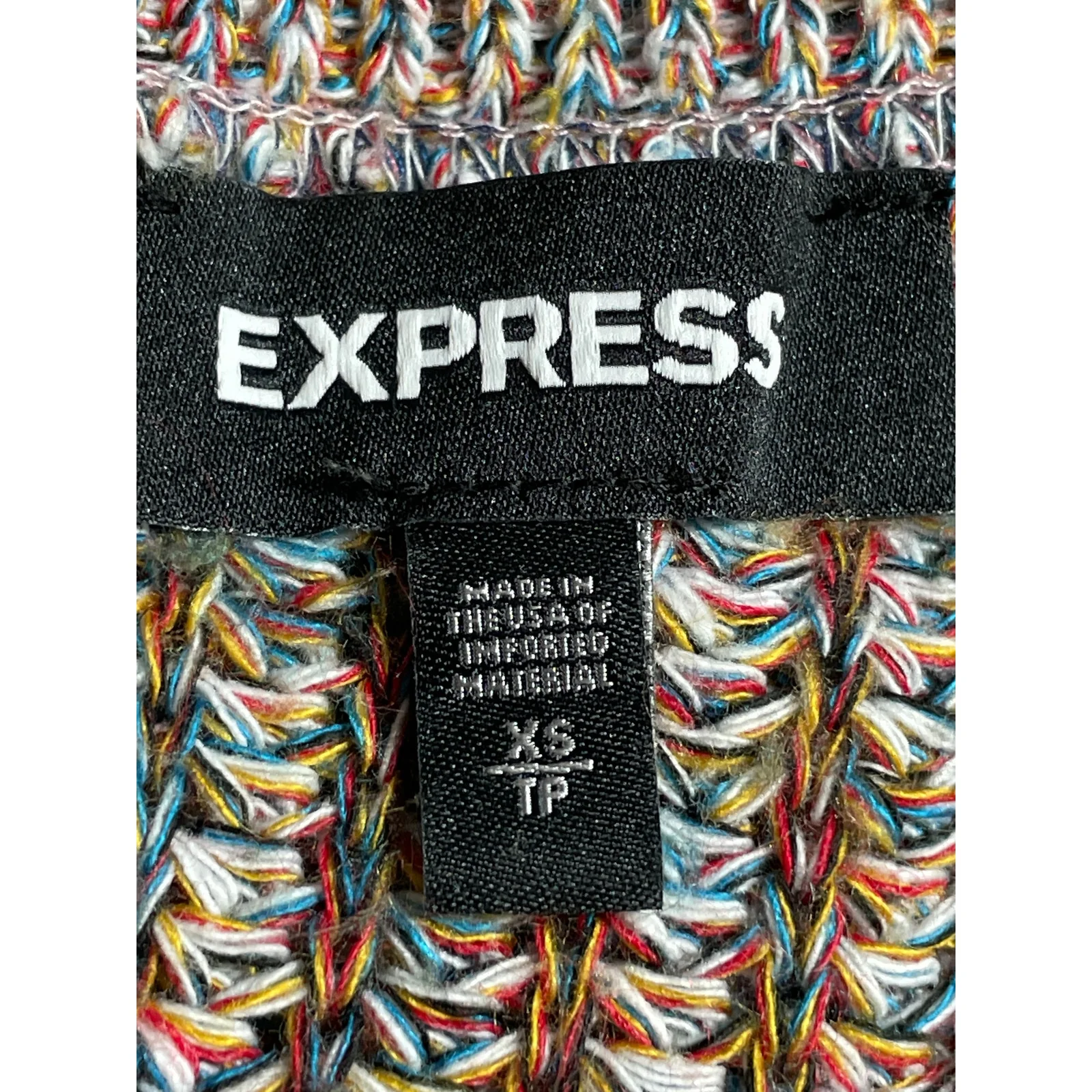 Express Women's Multicolored Braided Back Cut Out Long Sleeve Sweater Top Sz XS - Image 5