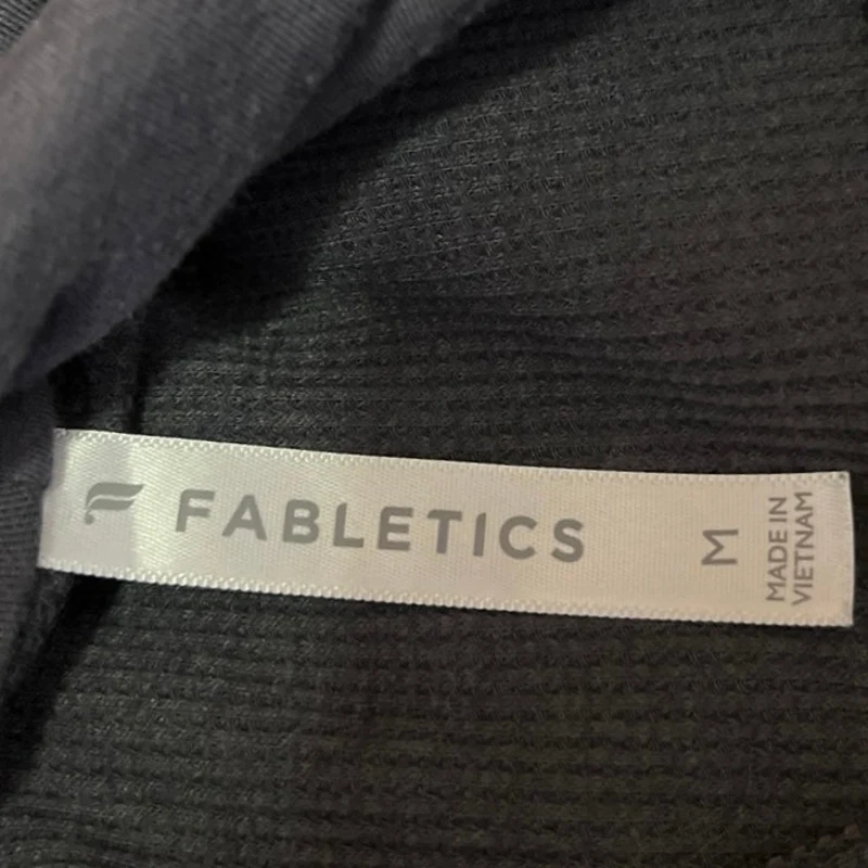 Fabletics Women's Gray Waffle Knit Long Sleeve Hoodie Hooded Sweatshirt Top M - Image 3