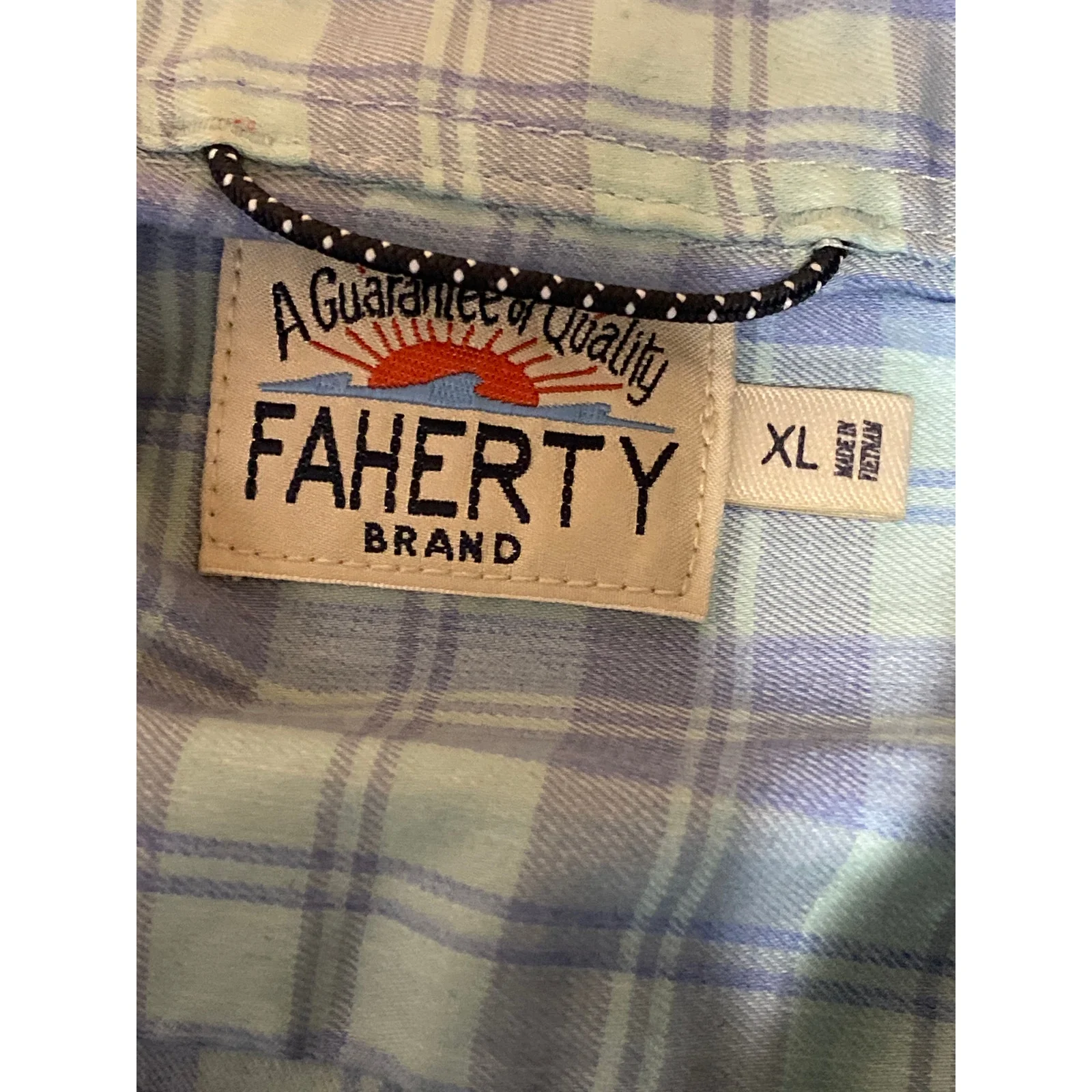 Faherty Mens Blue Plaid Long Sleeve Flannel Career Button Down Shirt Top Size XL - Image 3