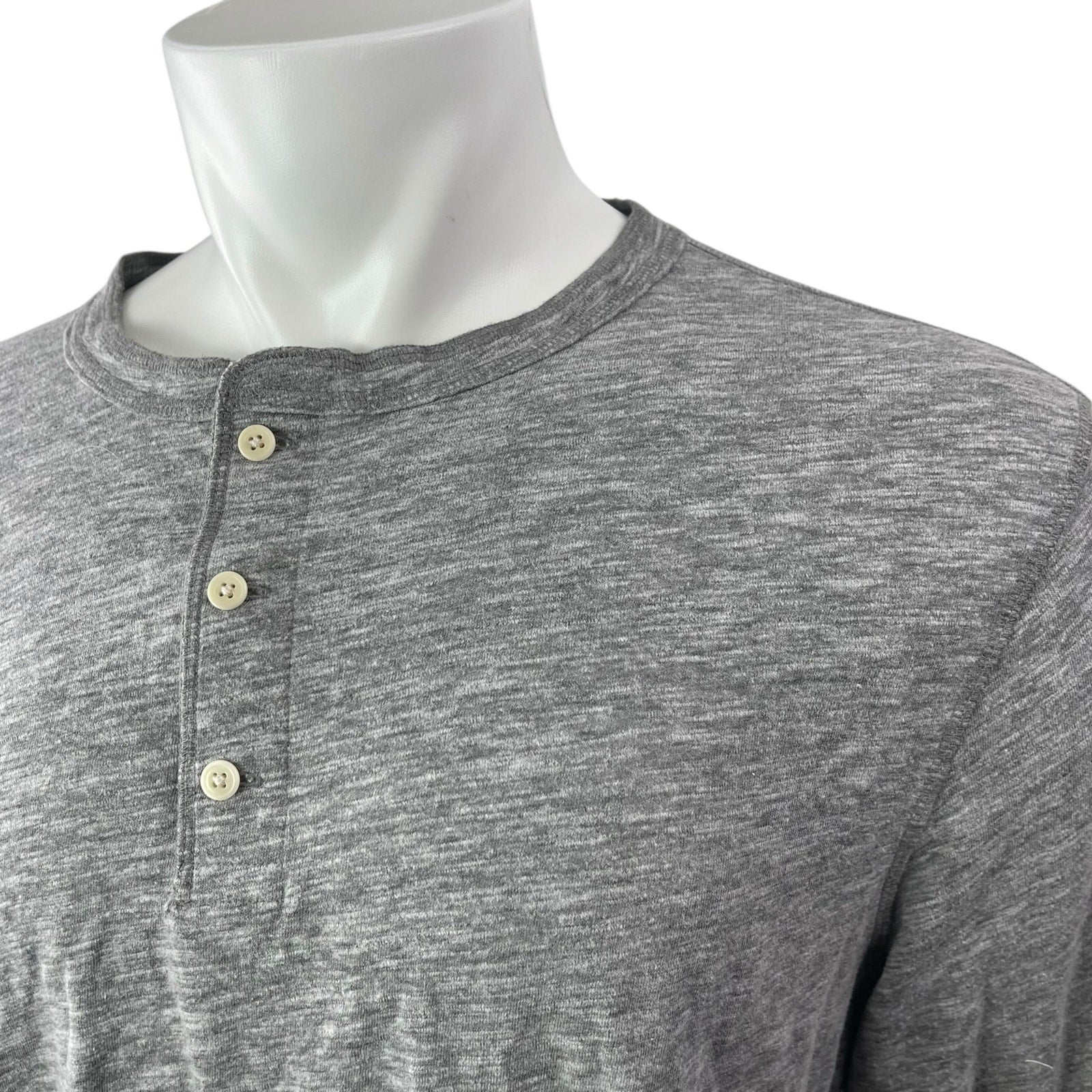 Faherty Men's Gray Long Sleeve Crewneck Basic Henley T Shirt Tee Top Size XL - Image 3