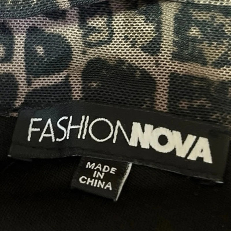 Fashion Nova Brown Black Snakeskin Long Sleeve Button Down Shirt Mini Dress S - Image 4