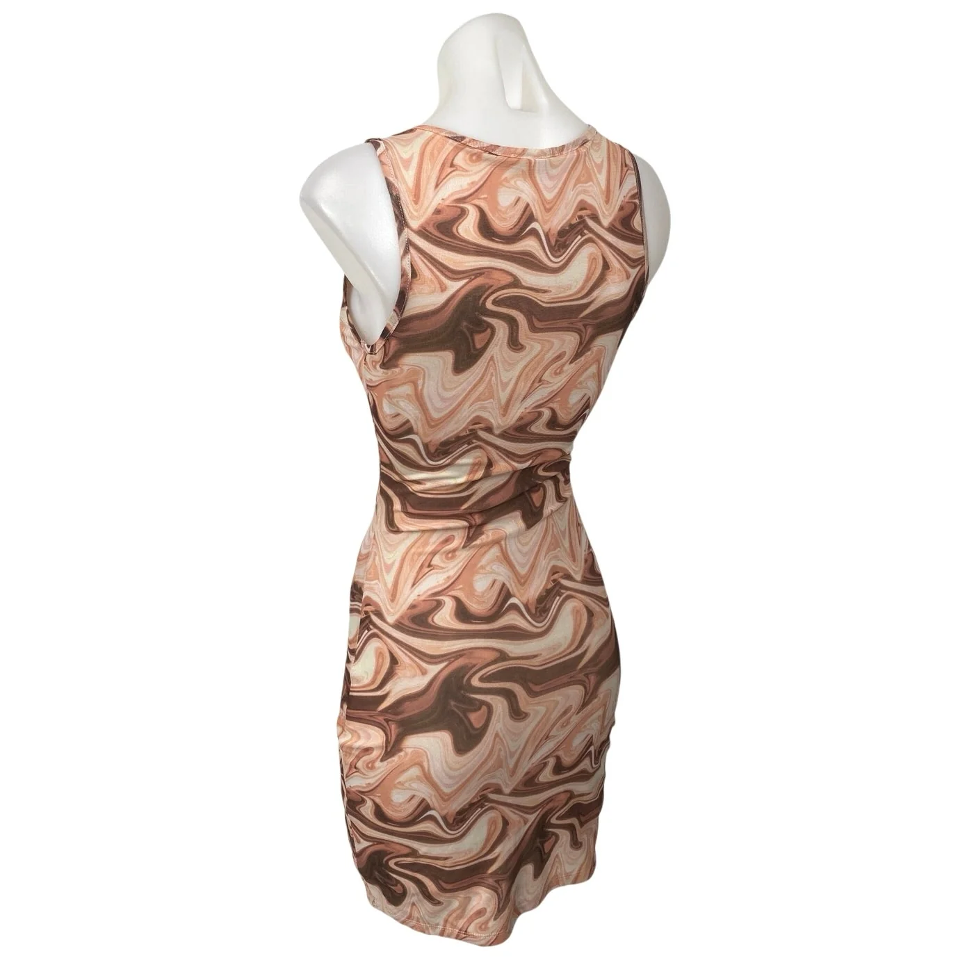 Fashion Nova Pink Tan Marble Print Sleeveless Cutout Mini Bodycon Tank Dress S - Image 2