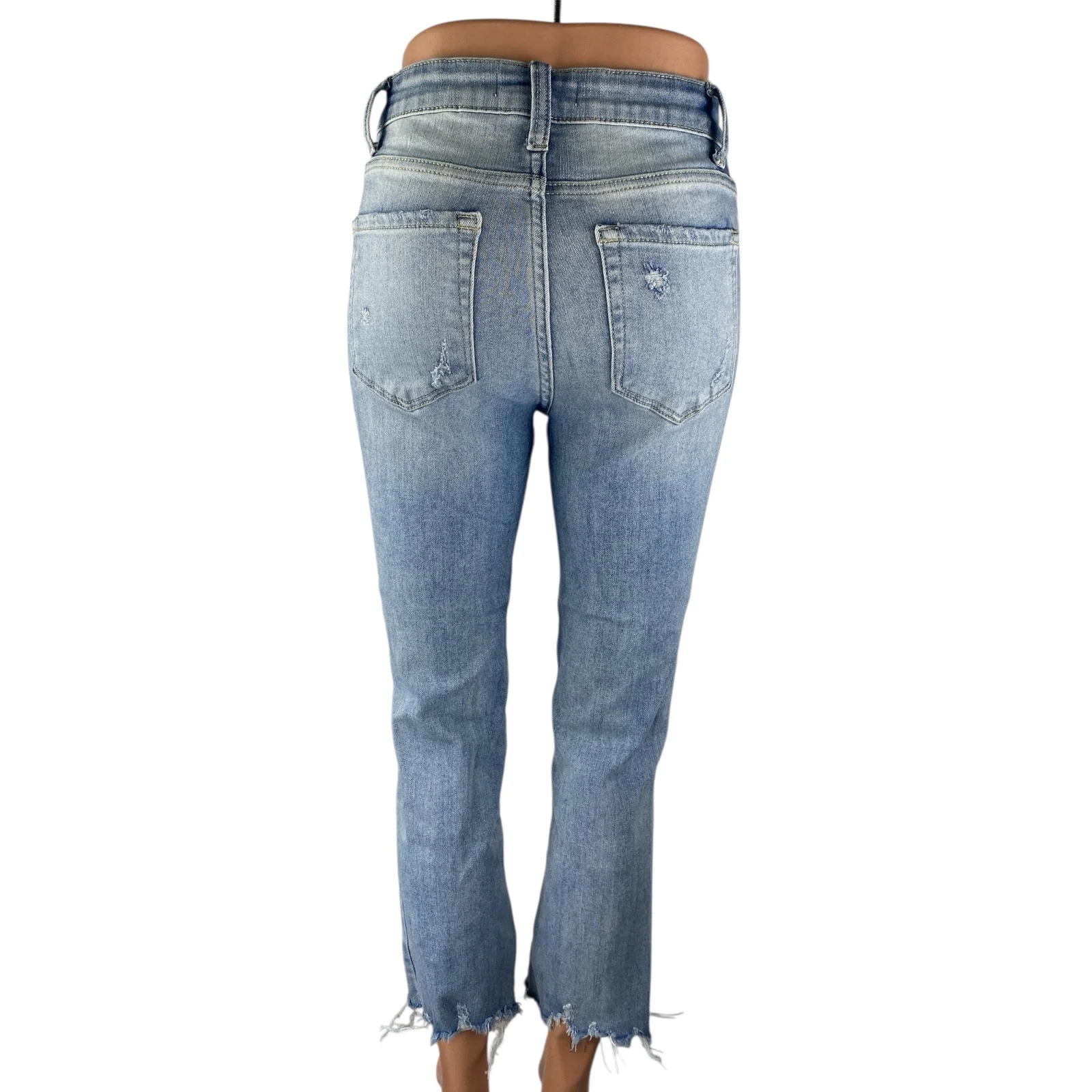 Flying Monkey Women's Blue Distressed Raw Hem Crop Straight Denim Jeans Size 26 - Image 2