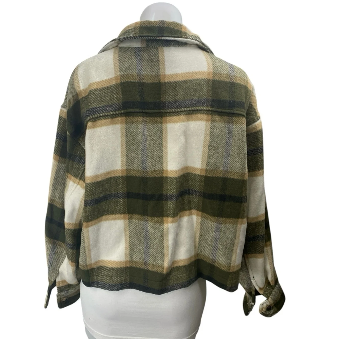 For The Republic Green Plaid Flannel Long Sleeve Button Shirt Jacket Shacket M - Image 2