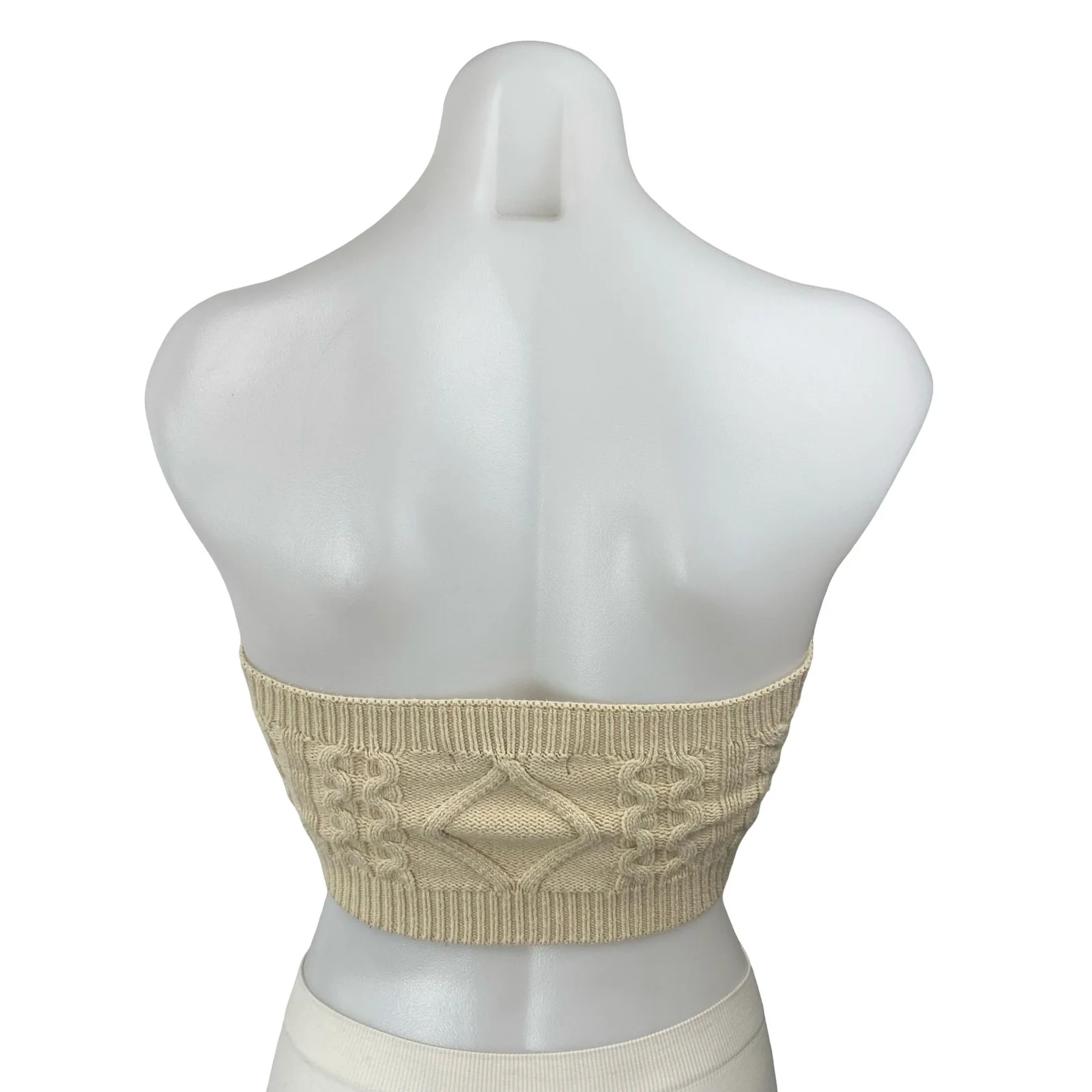 Forever 21 Womens Beige Cable Knit Tube Bralette Long Sleeve Crop Cardigan Set S - Image 5