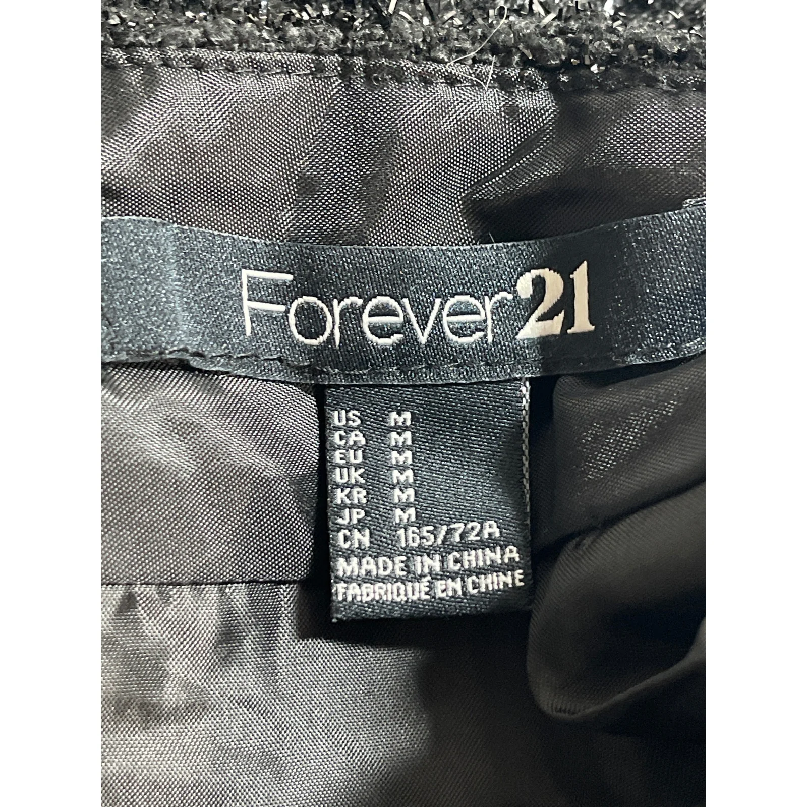 Forever 21 Women's Black Tweed Textured High Rise Slim Mini A-Line Skirt Size M - Image 4