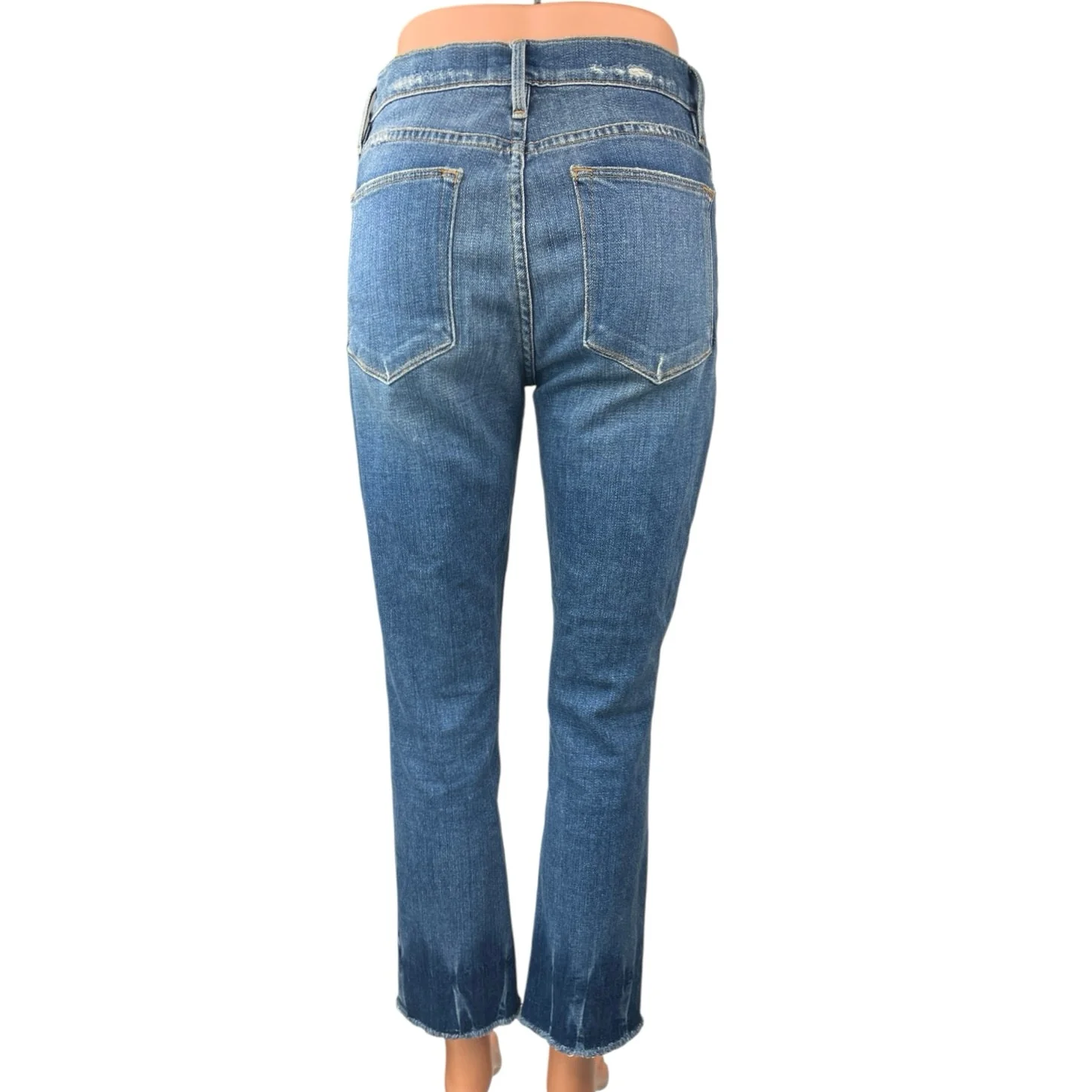 Frame Merriweather Le High Straight Blue Distressed Mid Rise Denim Jeans Size 26 - Image 3