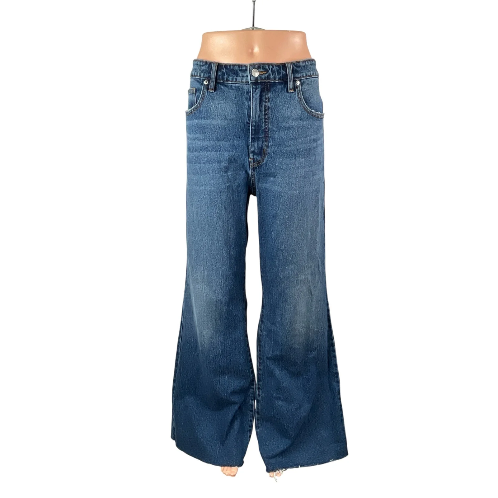 Free Assembly Women's Blue High Rise Wide Leg Baggy Palazzo Denim Jeans Size 35