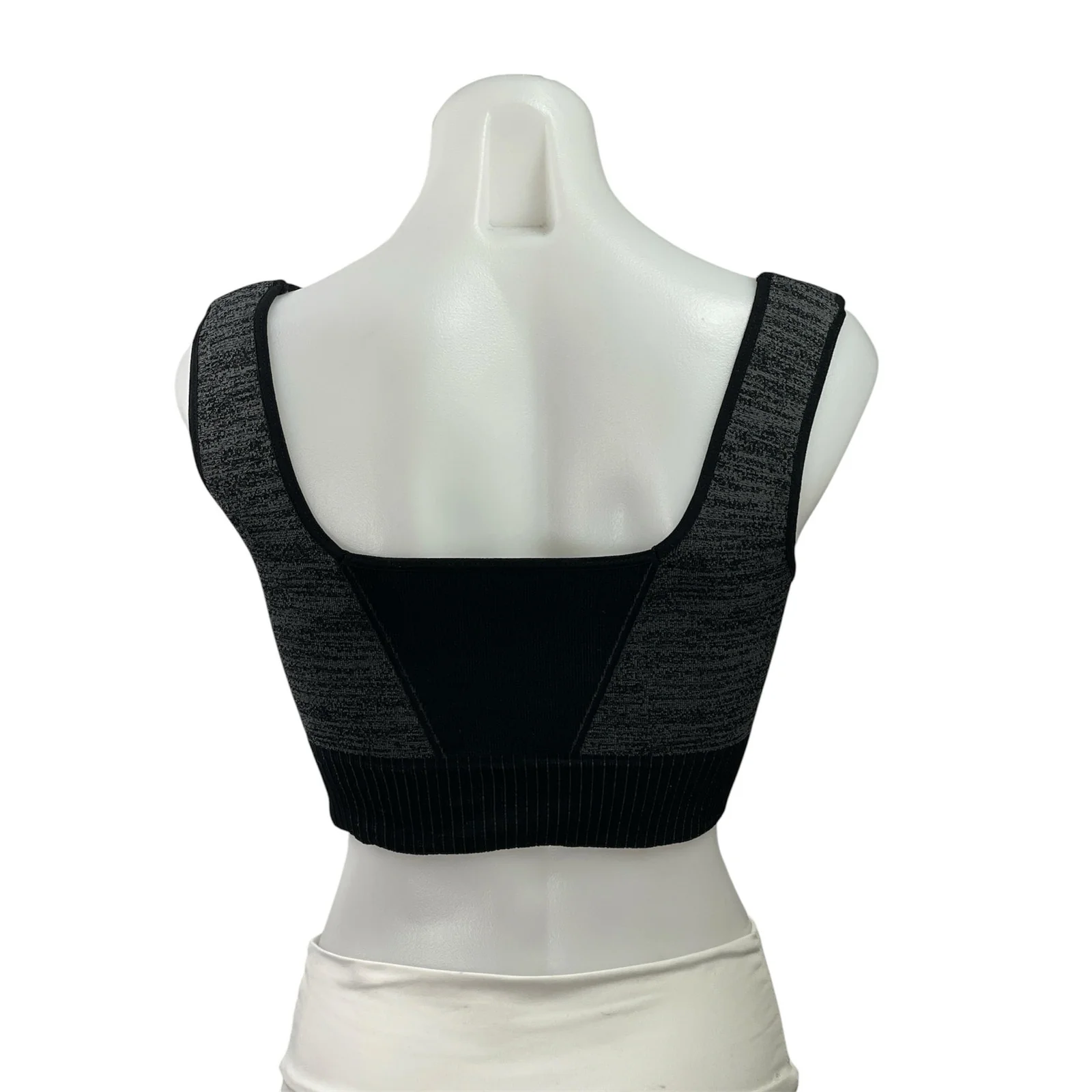 Free People Black Gray Square Neck Yoga Workout Athletic Sports Bra Crop Top S - Image 3