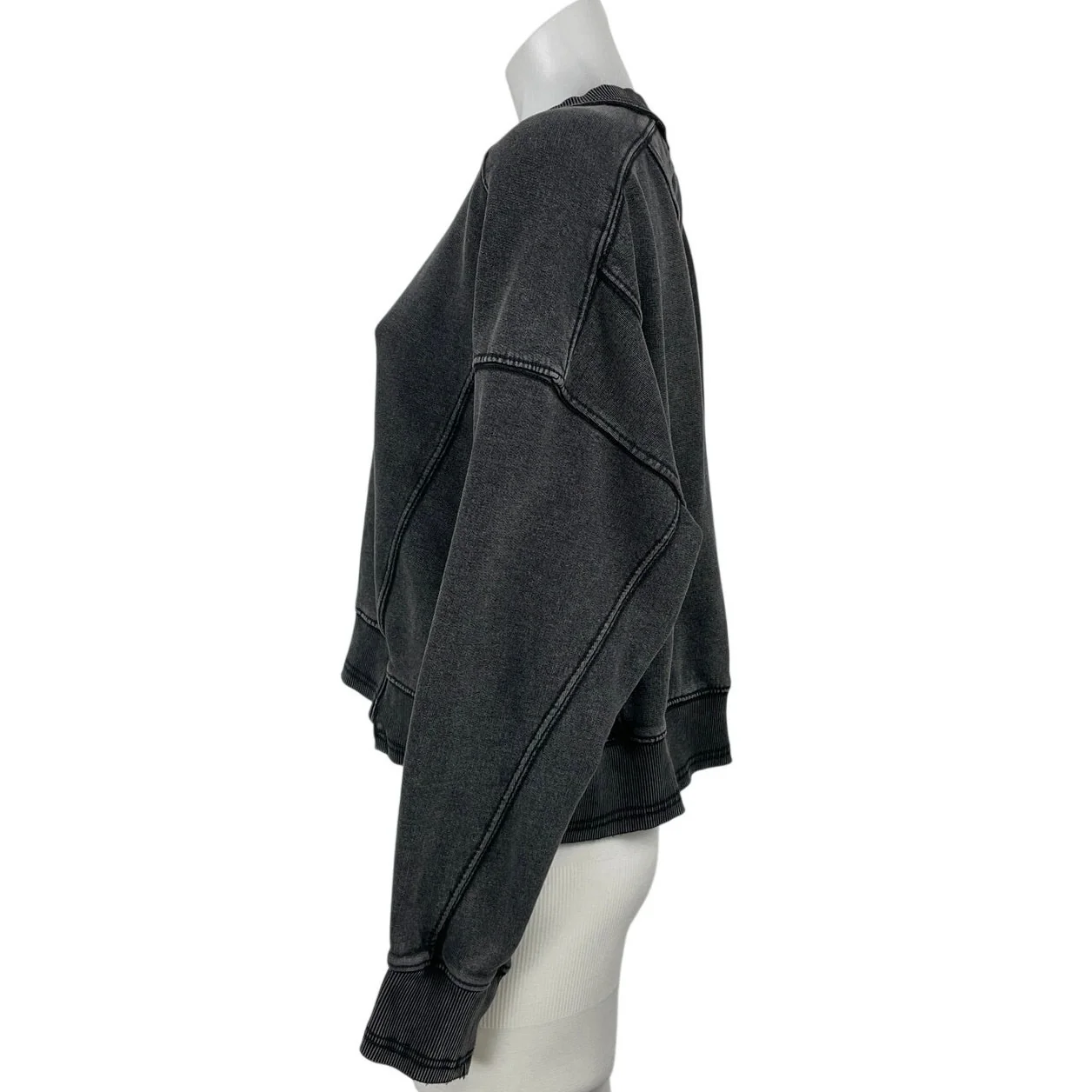 Free People FP Movement Intercept Washed Black Boxy Crop Sweatshirt Top Size M - Image 3