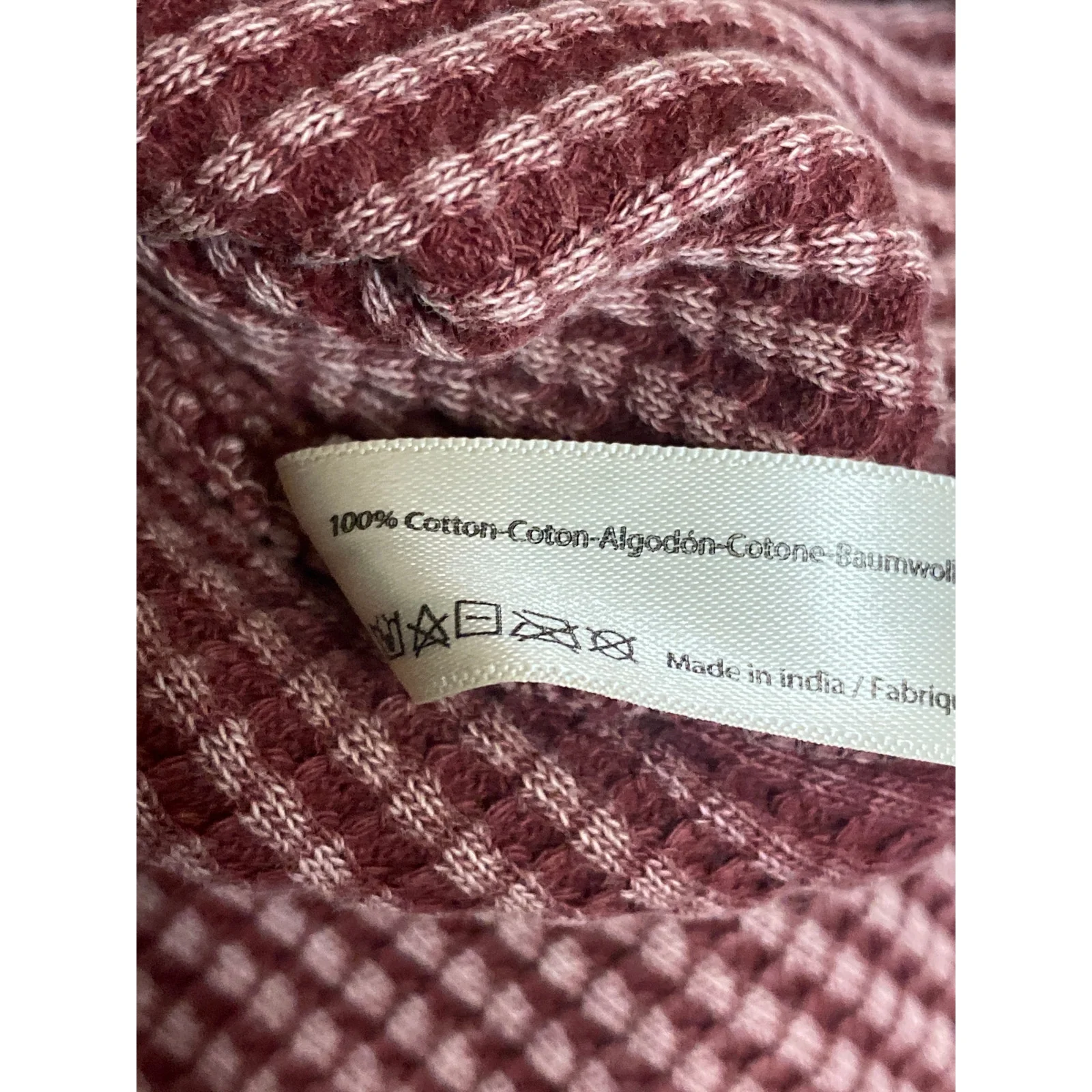 Free People FP One Wesley Maroon Waffle Knit Lace Long Sleeve Thermal Sweater M - Image 6