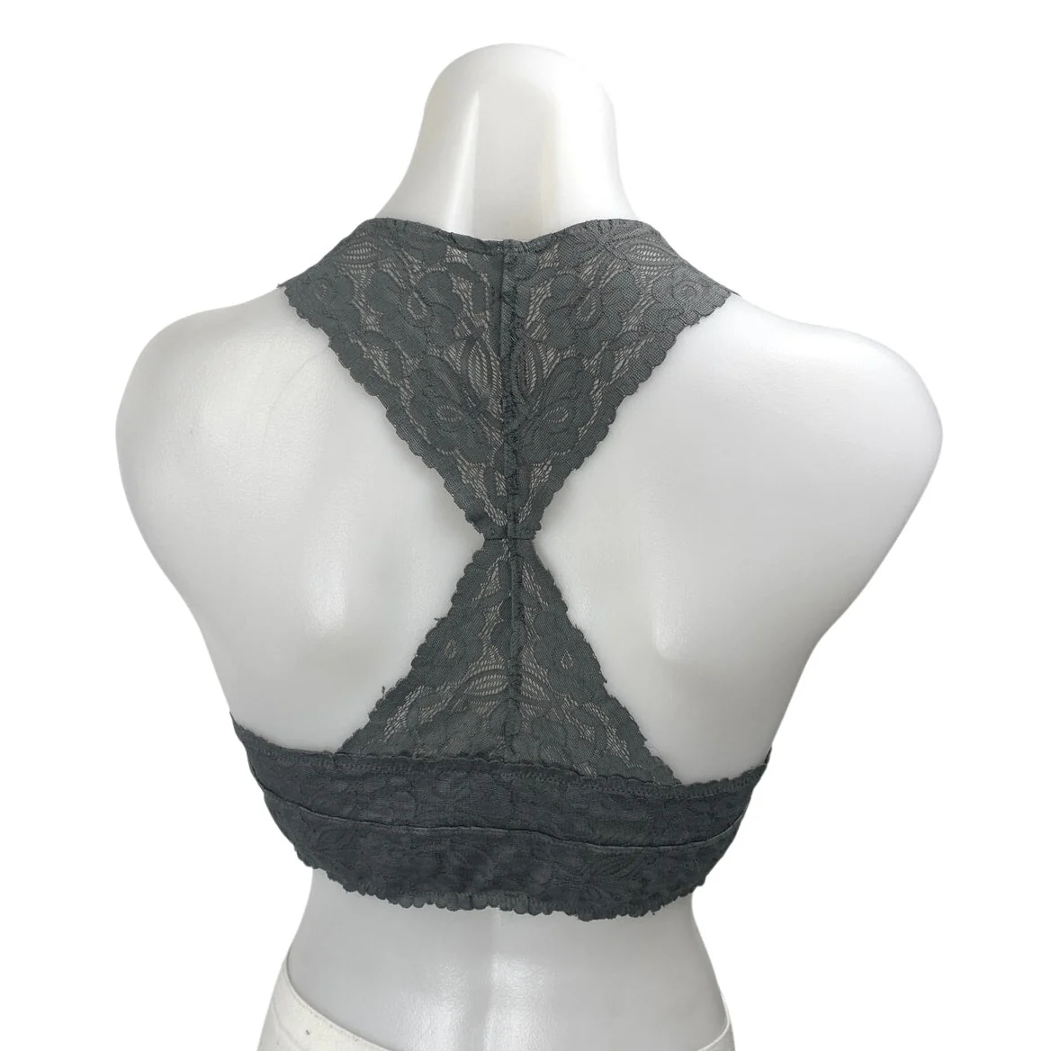Free People Galloon Lace Gray Floral Sleeveless Racerback Bralette Top Size M - Image 2