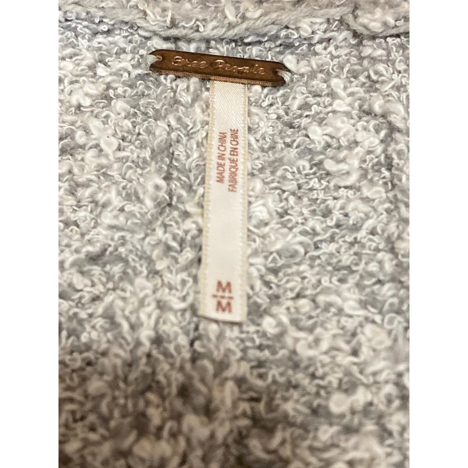 Free People Good Day Beige Long Sleeve Oversized Cropped Knit Sweater Top Size M - Image 5
