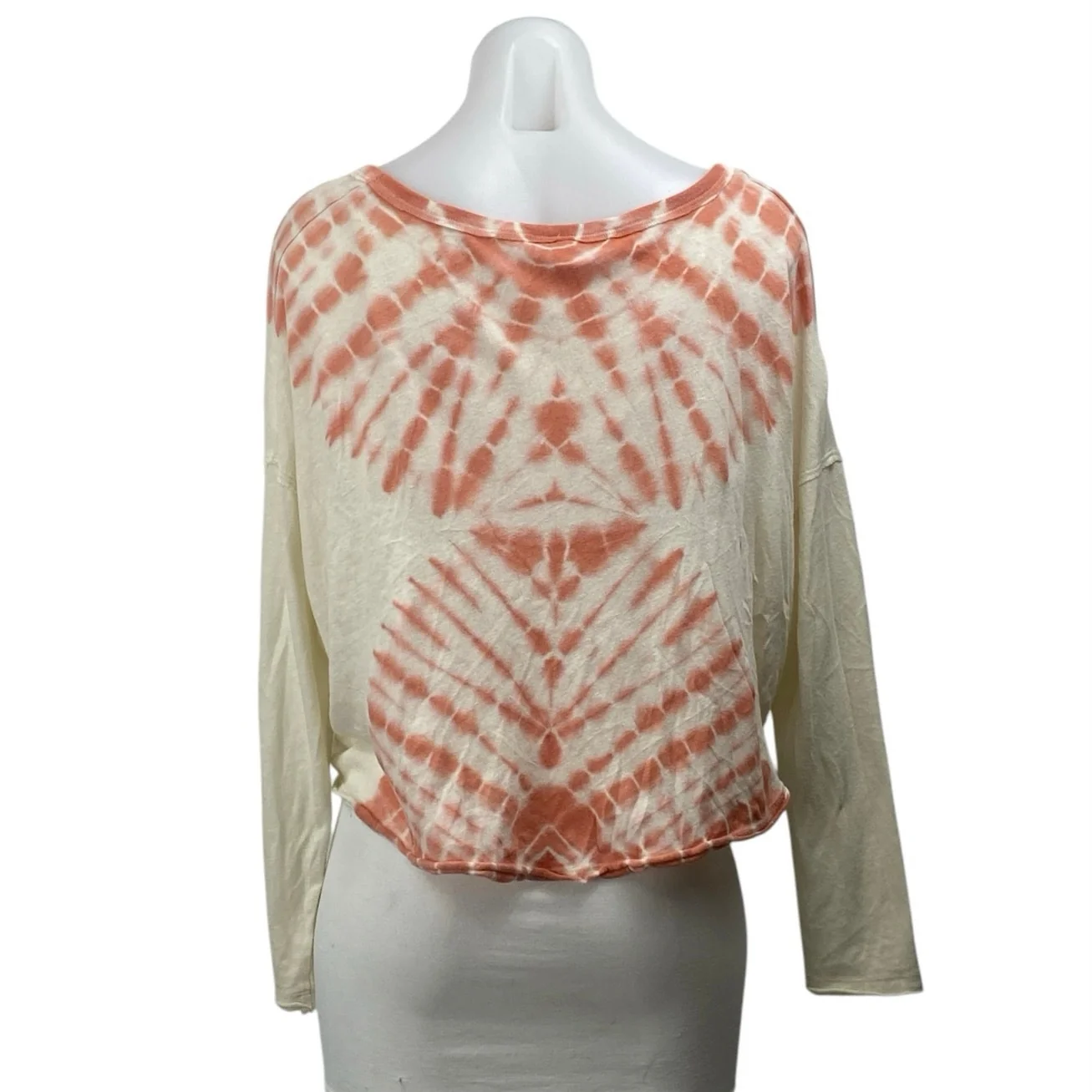 Free People We The Free Long Sleeve White Coral Tie Dye T Shirt Tee Top Size S - Image 2