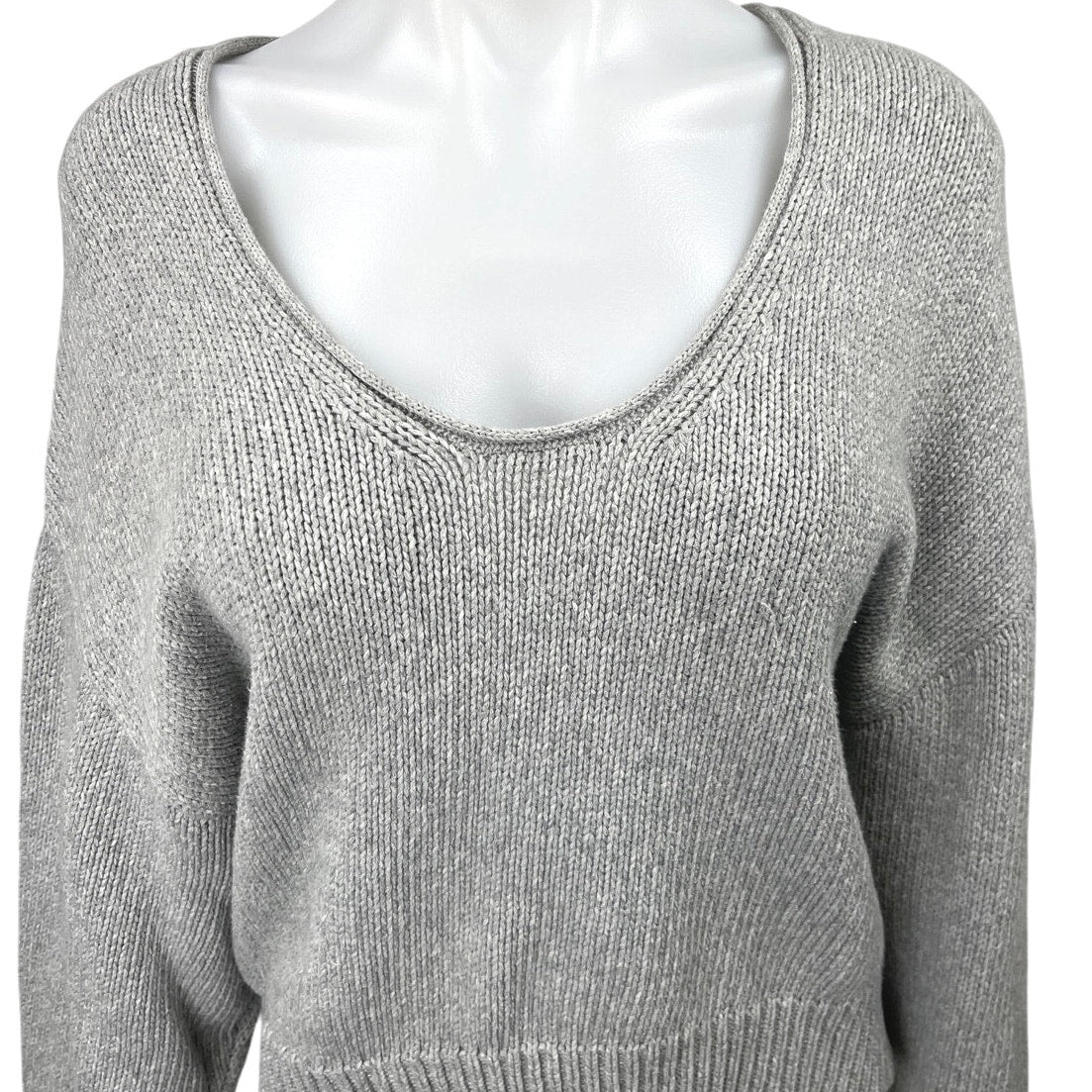 Free People Women's Gray Waffle Knit Long Sleeve Pullover Sweater Top Size XS - Image 3