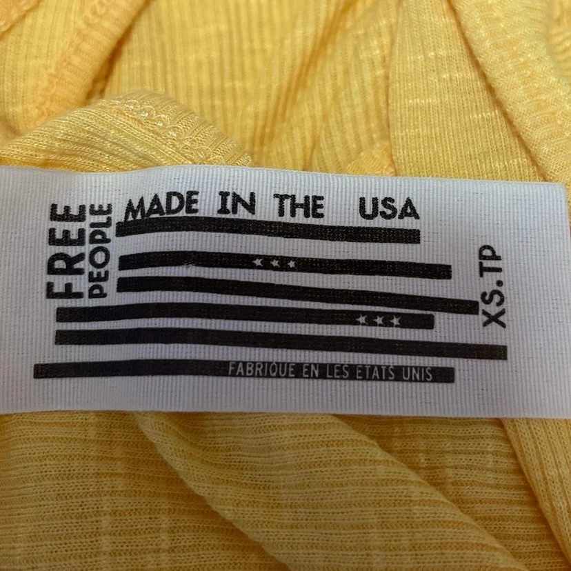Free People Women's Yellow Rib Knit Sleeveless Racerback Pullover Tank Top Sz XS - Image 3