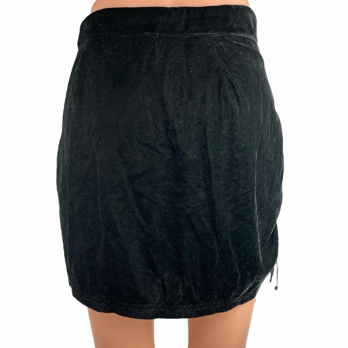 Free People x Revolve Vivienne Black Velvet Velour Ruched Short Mini Skirt Sz 4 - Image 3