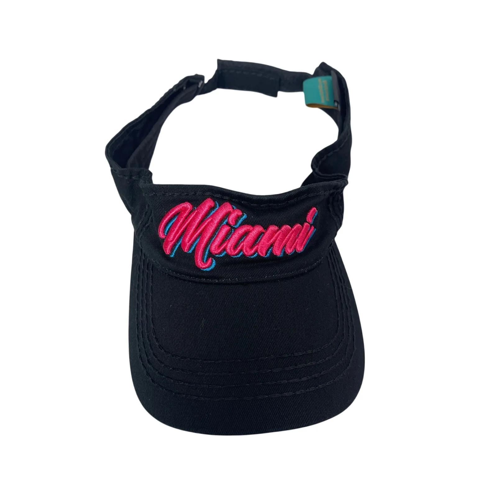 Freestyle Women's Black Miami Pink Embroidered  Strap Sun Visor OS - Image 2