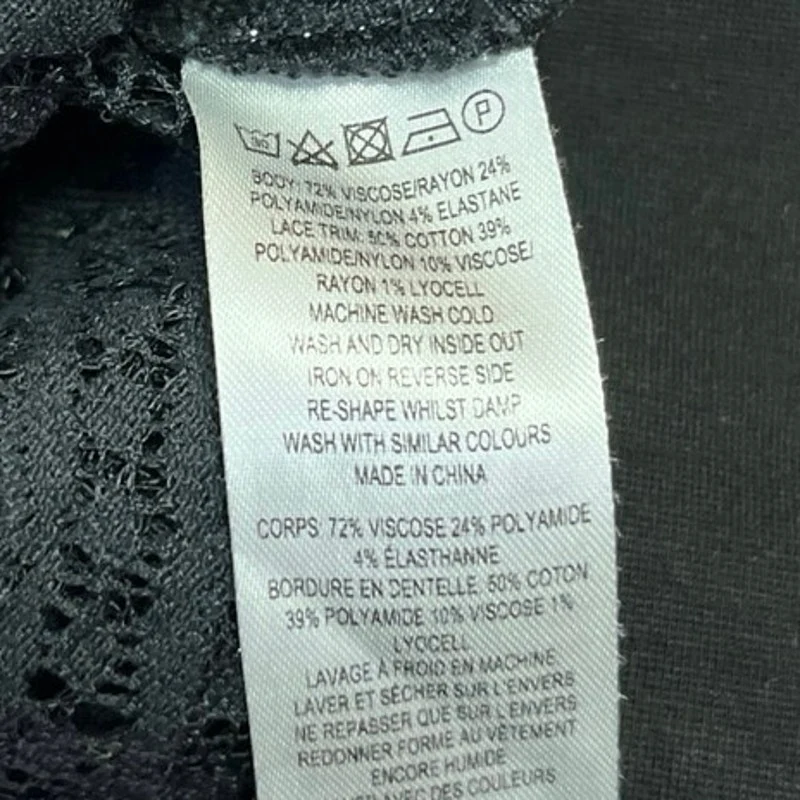 French Connection Black Short Sleeve Scalloped Lace Mini Pencil Sheath Dress 2 - Image 5