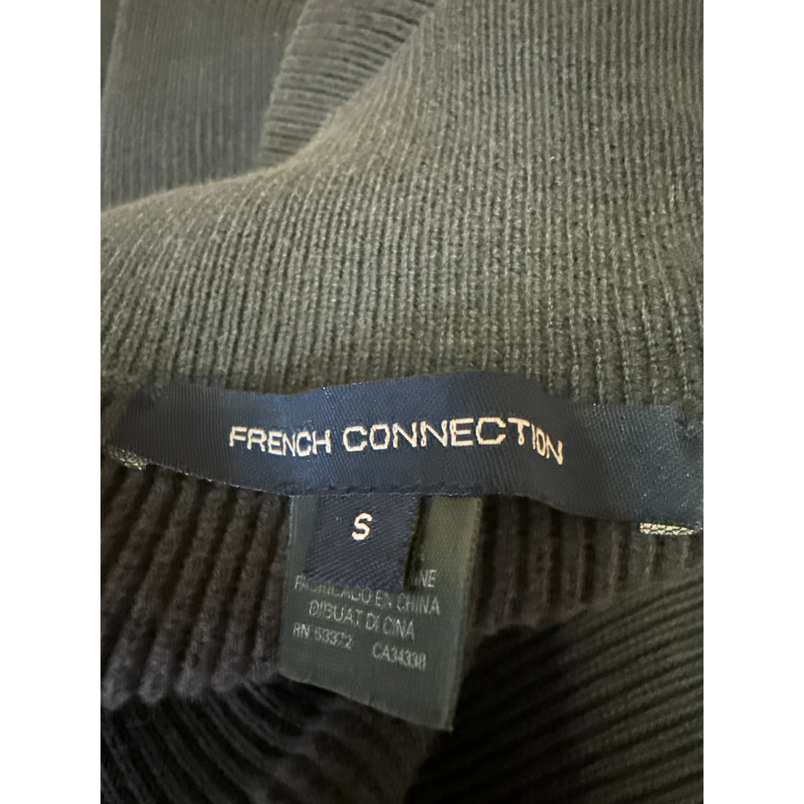 French Connection Lydia Black Rib Knit Long Sleeve Cutout Mini Sweater Dress S - Image 4
