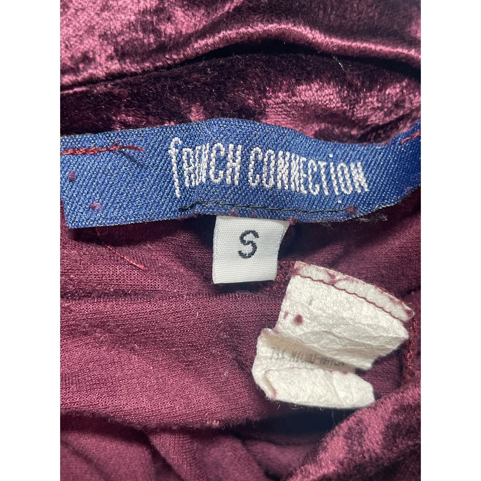 French Connection Women's Red Velvet Velour High Rise Straight Trousers Pants S - Image 3