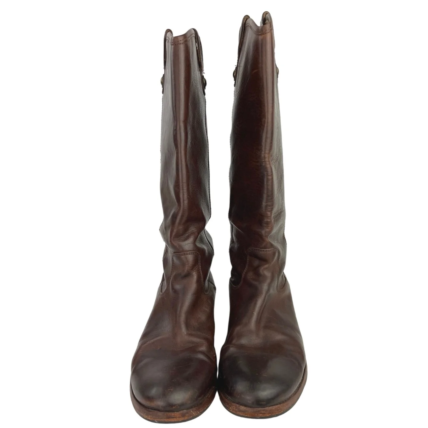 Frye Melissa Brown Button Leather Pull On Tall Western Cowboy Riding Boots Sz 8 - Image 2