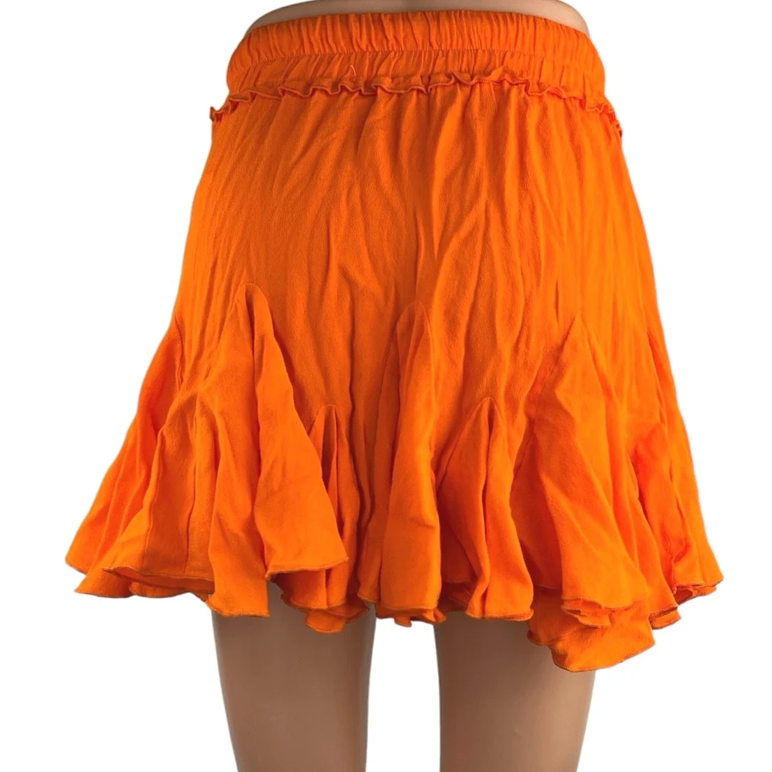 Gab & Kate Olivaceous Orange Elastic Waist Flowy Flare Mini A-Line Skirt Size S - Image 3