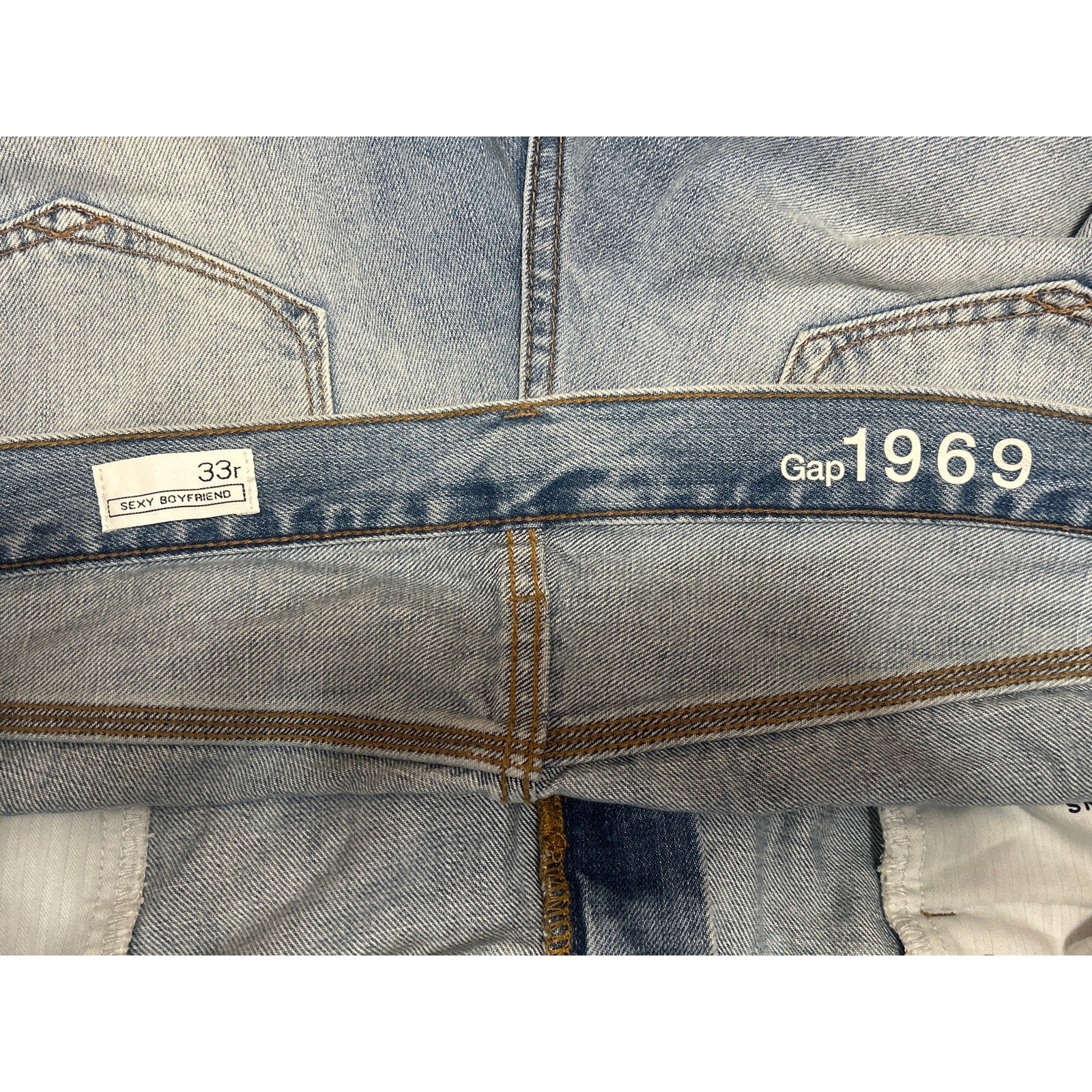 Gap 1969 Women's Blue Distressed High Rise Baggy Wide Leg Denim Jeans Size 33R - Image 4