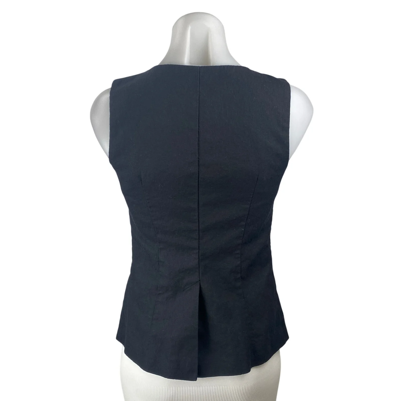 GAP Black Linen V Neck Sleeveless Tank Waistcoat Longline Suit Vest Top Size XXS - Image 4