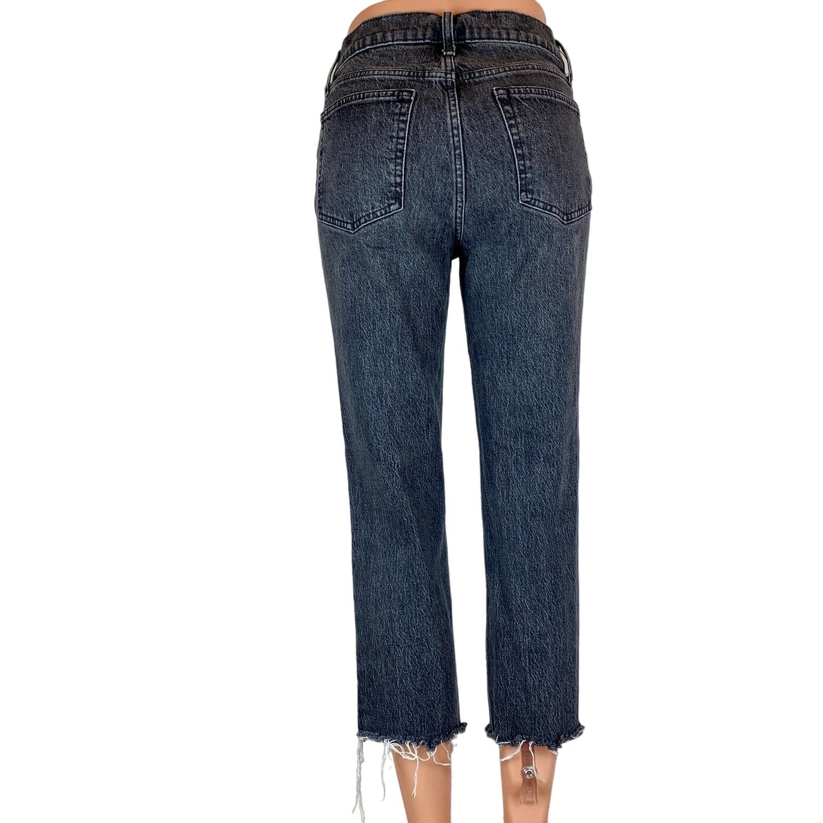 Gap Cheeky Straight High Rise- Gray Acid Wash -26 2P (27WxL23) - Image 4