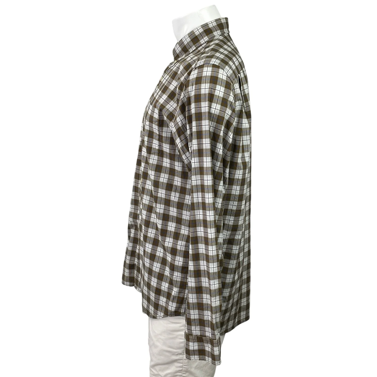 Gap Men's Olive Green Stretch Standard Fit Long Sleeve Button Down Shirt Top L - Image 2