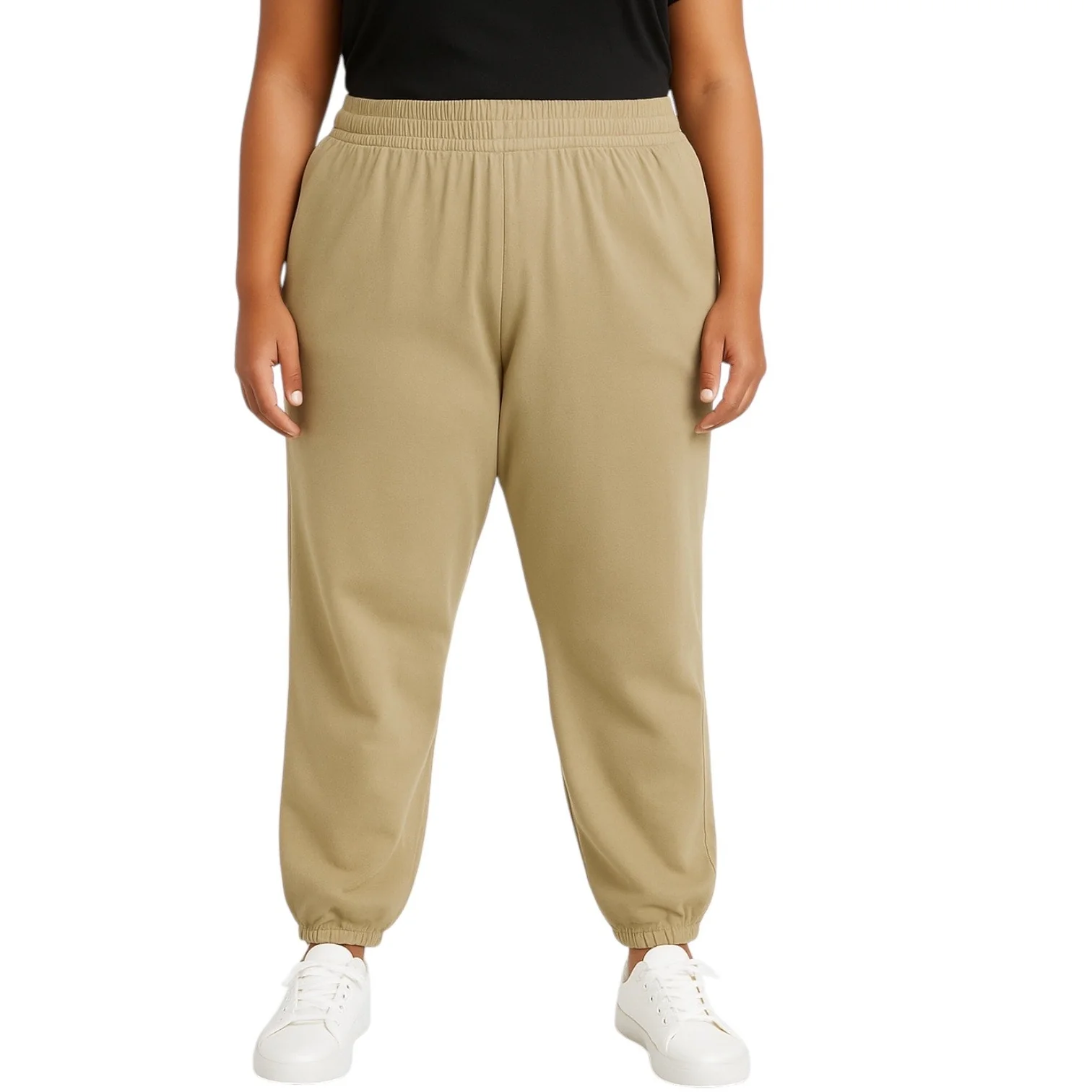GAP Women's Beige Fleece Tapered Leg Elastic Waist Trousers Jogger Pants Size XL - Image 2