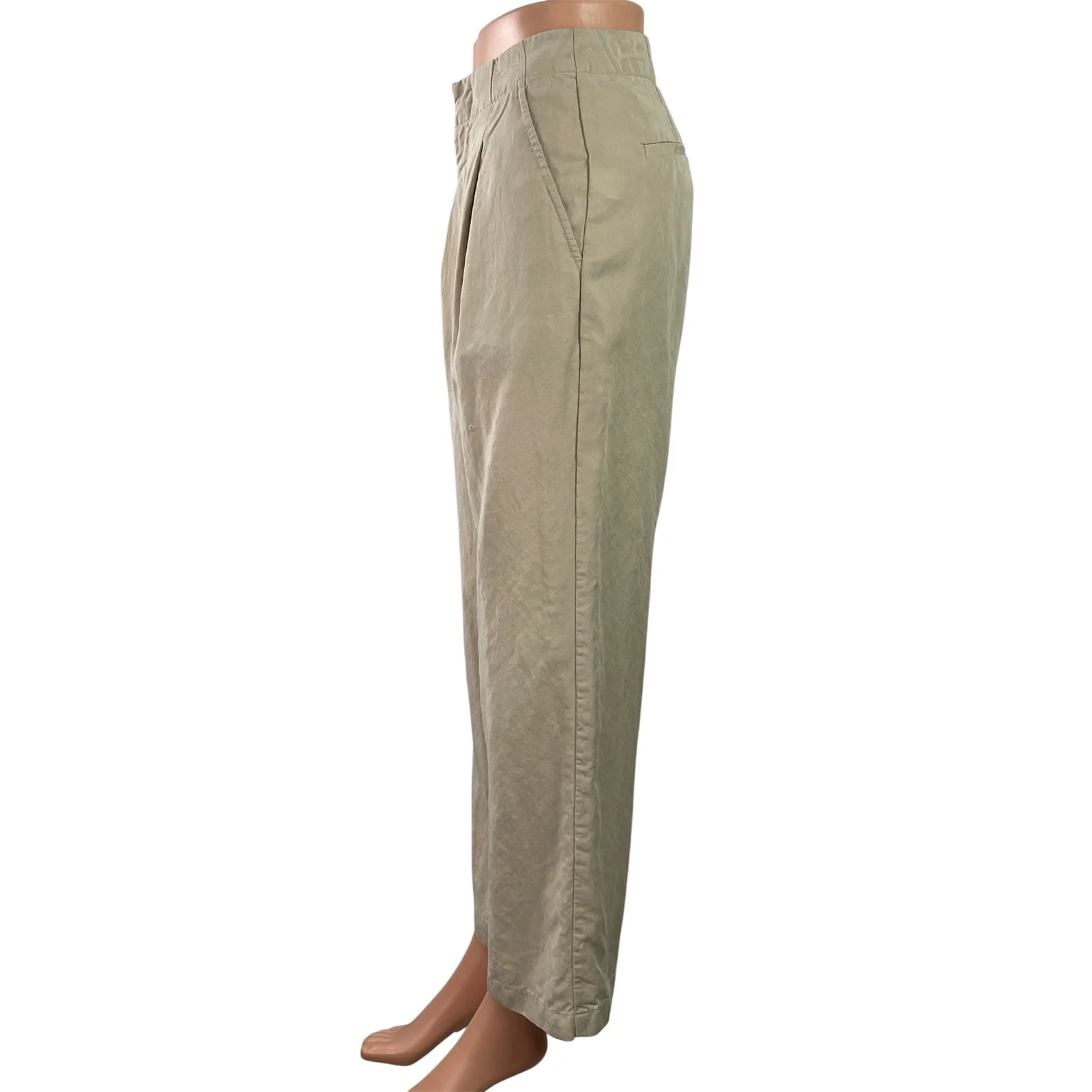 GAP Women's Beige High Waisted Pleated Straight Wide Leg Trouser Pants Size 00 - Image 2