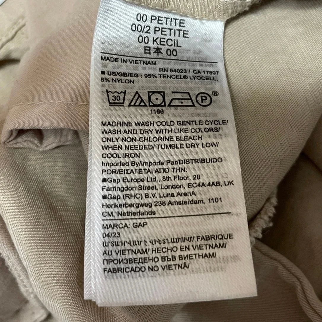 GAP Women's Beige High Waisted Pleated Straight Wide Leg Trouser Pants Size 00 - Image 5