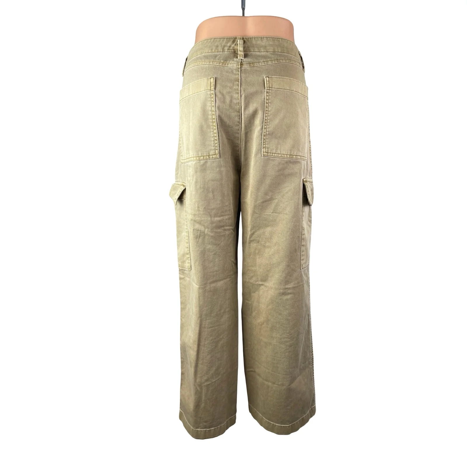 Gap Women's Beige Khaki High Rise Wide Leg Baggy Cargo Trousers Pants Size 8 - Image 4