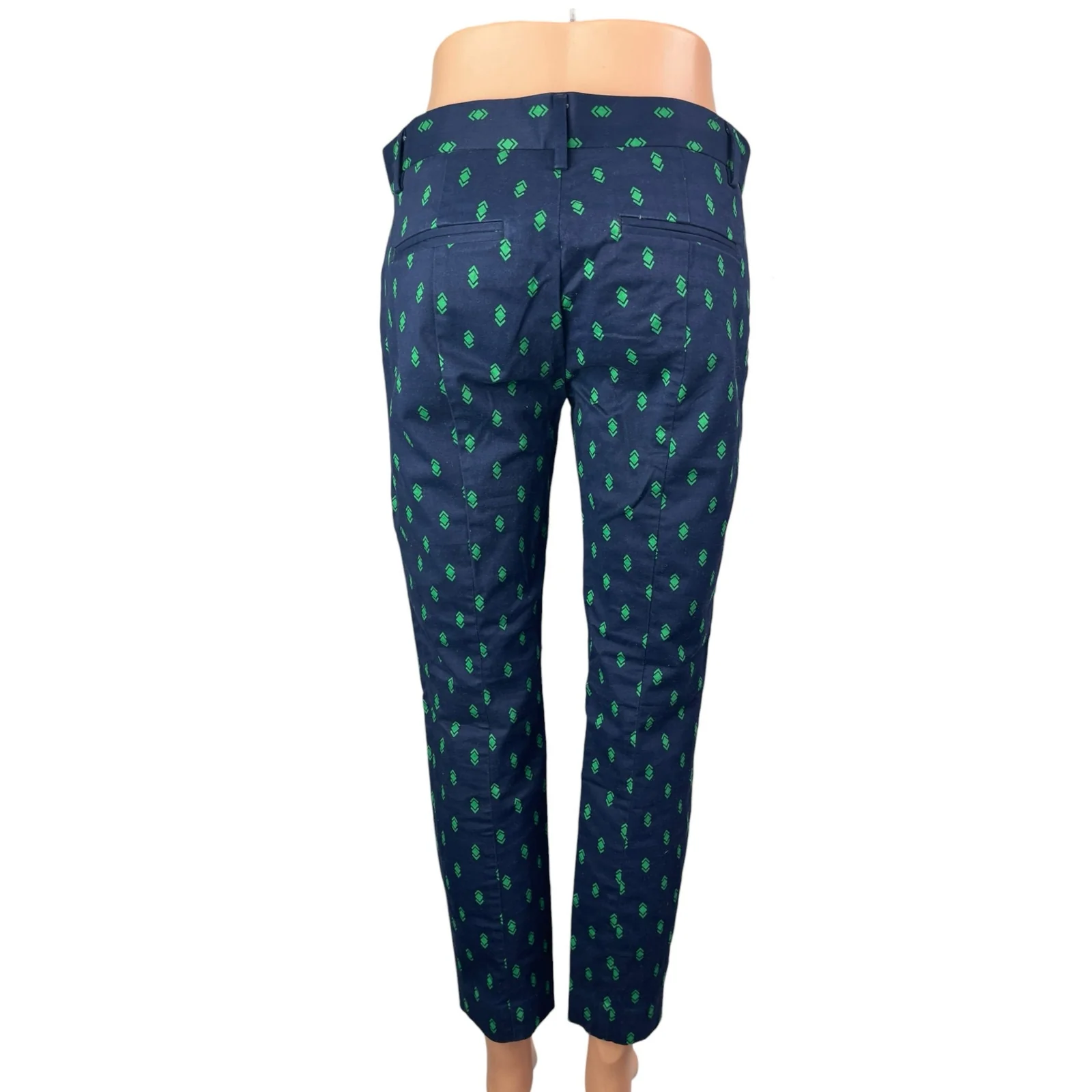 GAP Women's Blue Low Rise Geometric Slim Fit Cropped Trousers Pants Size 2 - Image 3