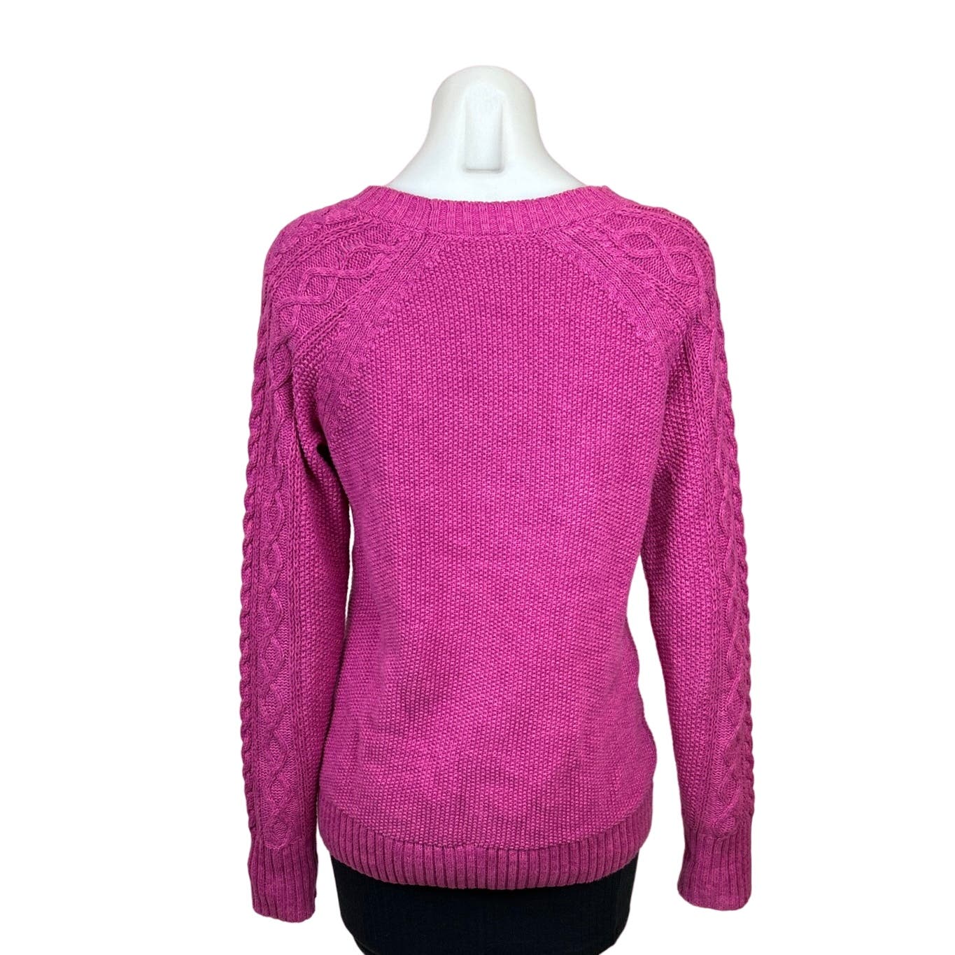 Gap Womens Pink Cotton Cable Knit Crew Neck Long Sleeve Pullover Sweater Top S - Image 3
