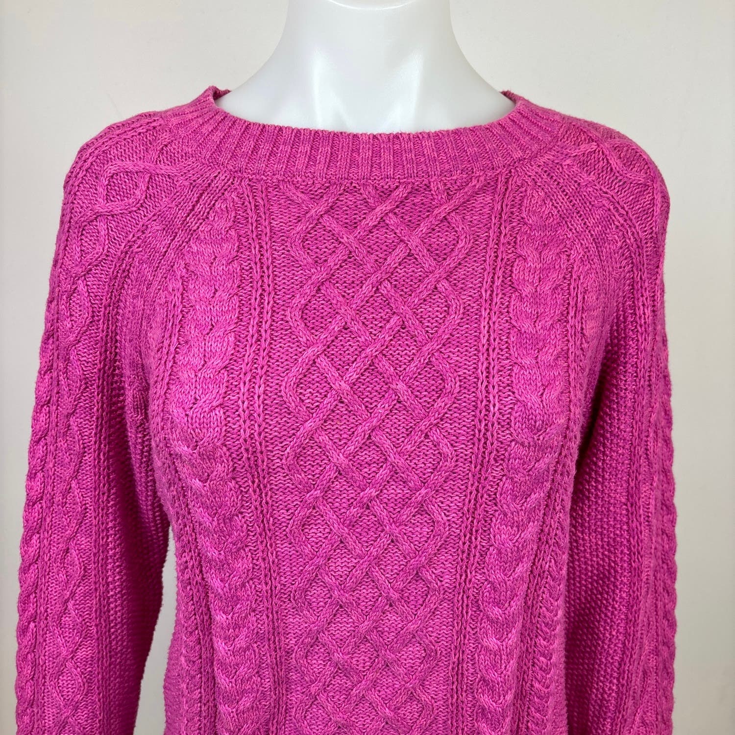 Gap Womens Pink Cotton Cable Knit Crew Neck Long Sleeve Pullover Sweater Top S - Image 4
