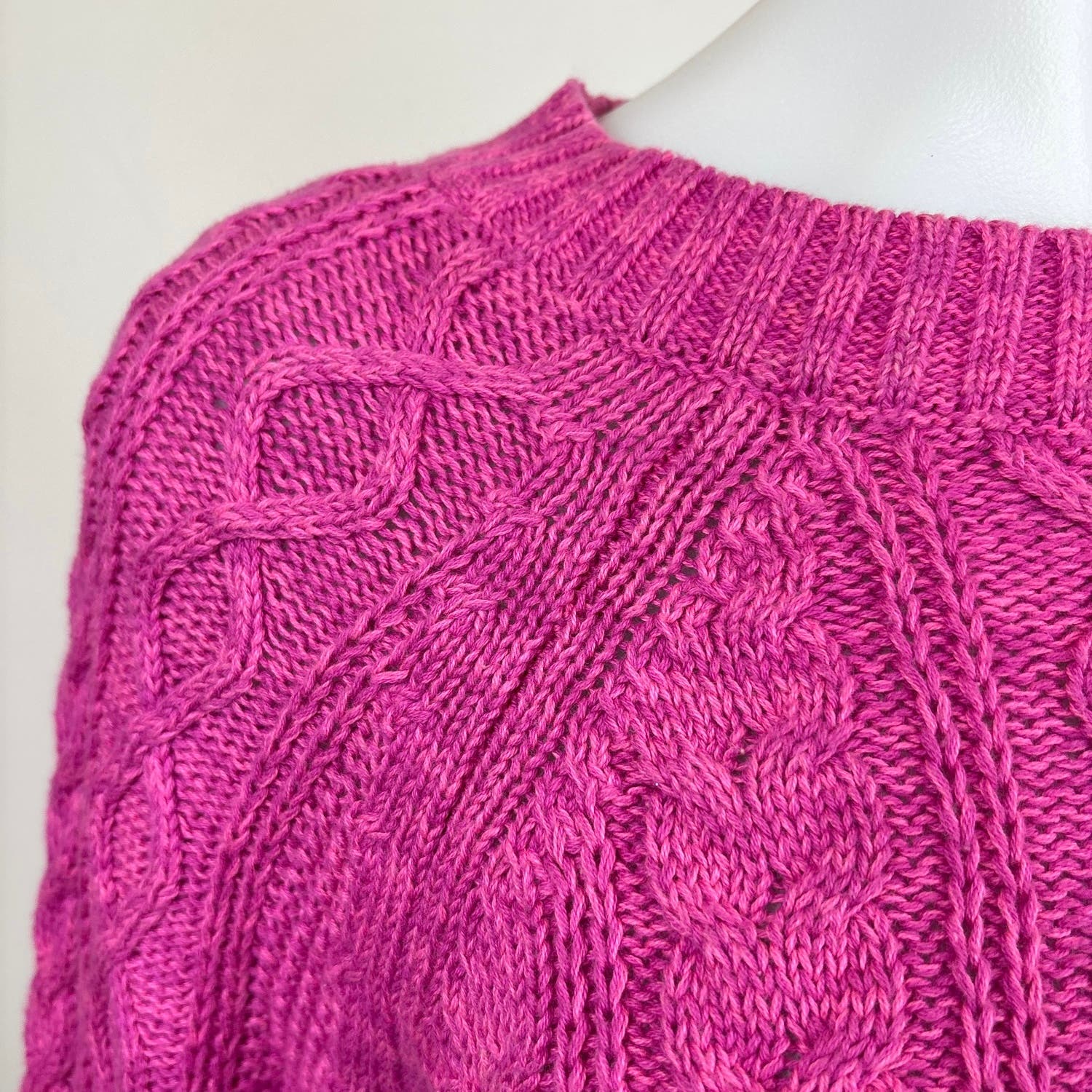 Gap Womens Pink Cotton Cable Knit Crew Neck Long Sleeve Pullover Sweater Top S - Image 5