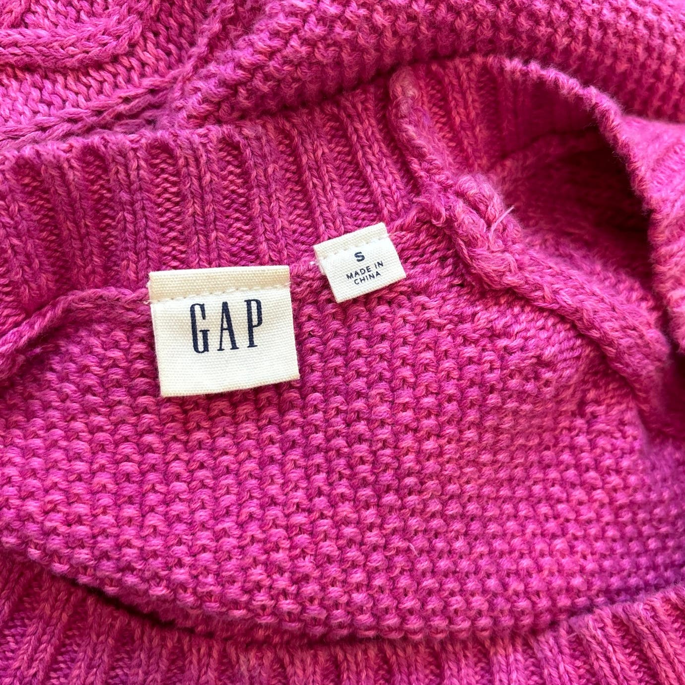 Gap Womens Pink Cotton Cable Knit Crew Neck Long Sleeve Pullover Sweater Top S - Image 6