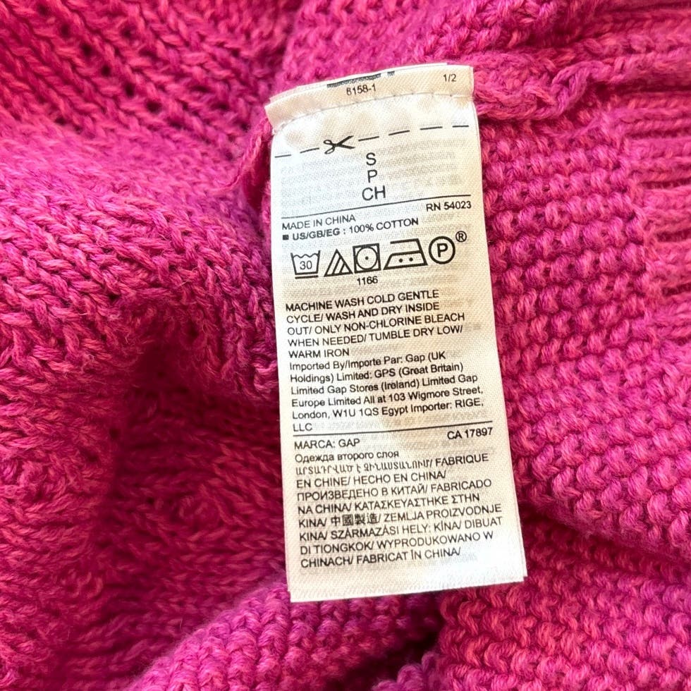 Gap Womens Pink Cotton Cable Knit Crew Neck Long Sleeve Pullover Sweater Top S - Image 7