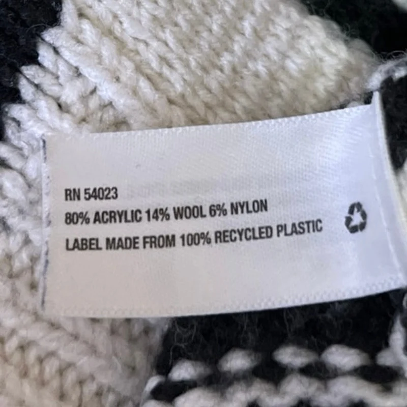 Gap Women's White Black Wool V Neck Long Sleeve Pullover Sweater Top Size M - Image 5