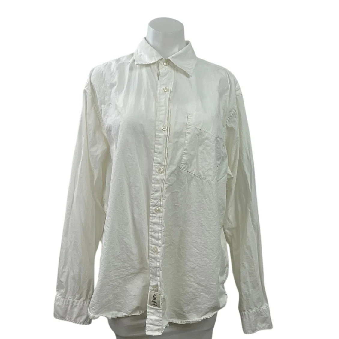 Gap Women's White Cotton Pocket Relaxed Long Sleeve Button Down Shirt Size L
