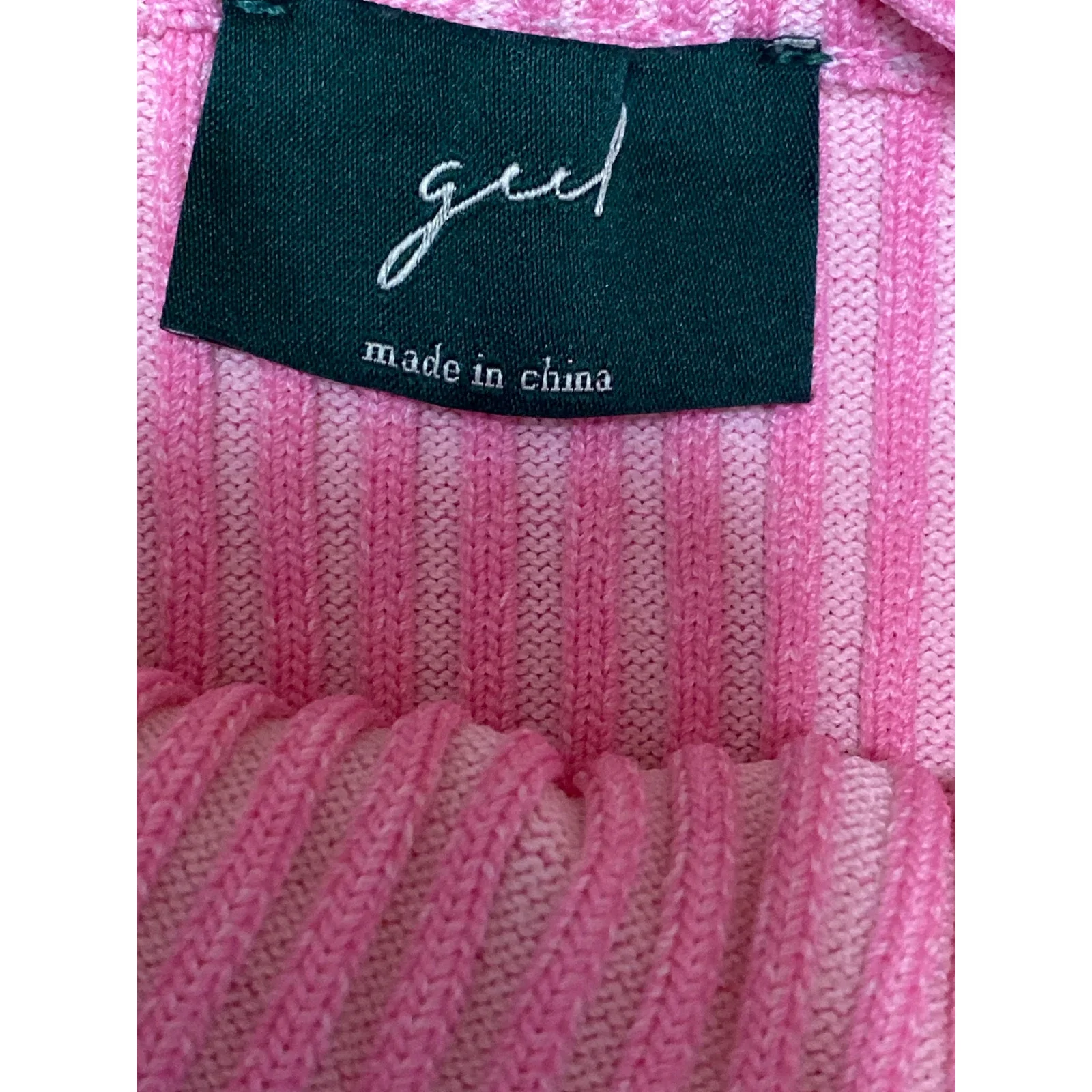 Geel Women's Pink Ribbed Knit Strappy Halter V Neck Cami Tank Crop Top Size M - Image 5