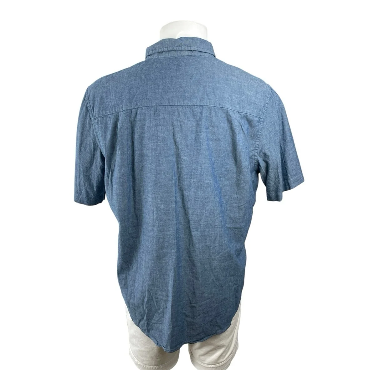 George Men's Blue Collared Short Sleeve Chest Pocket Button Down Shirt Top Sz L - Image 3