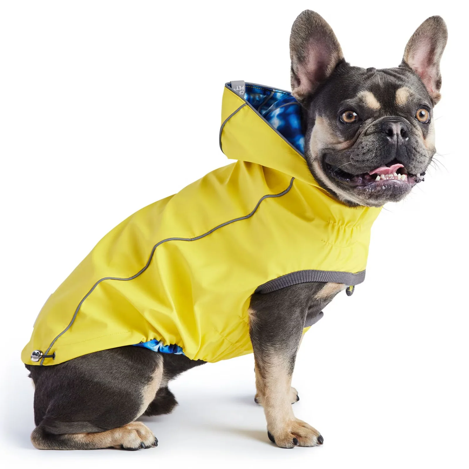 GF Pet NWT Reversible Elasto-Fit Yellow & Blue Tie Dye Print Dog Raincoat Sz XL - Image 4