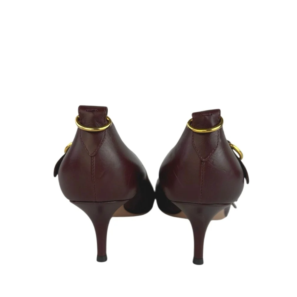 Gianvito Rossi Clash 55 Brown Leather Pointed Toe Buckle Slip On Heels Pumps 9 - Image 3