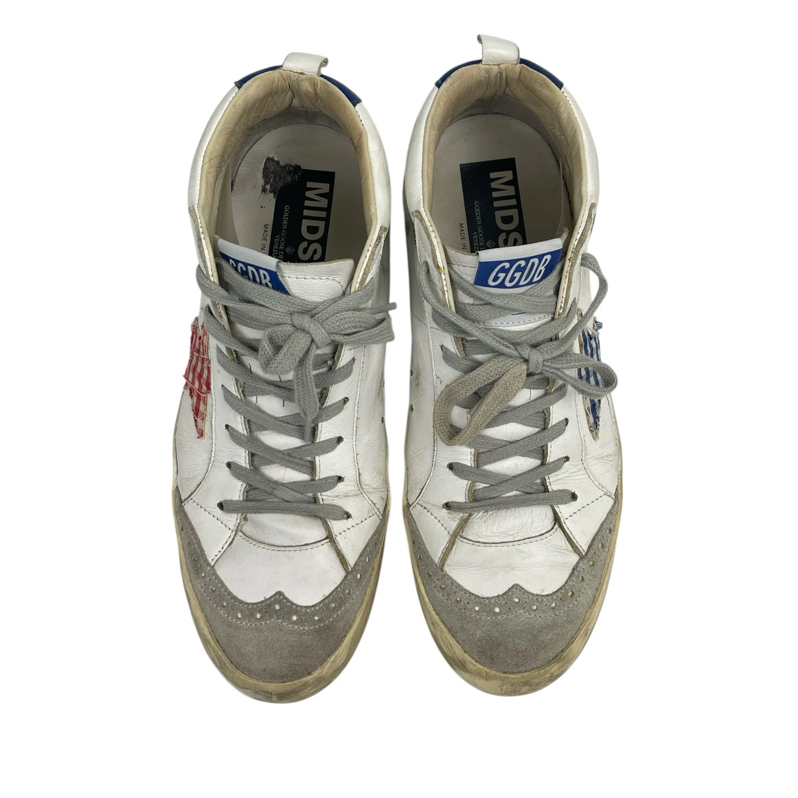 Golden Goose Mid Star Women's White Blue Lace-Up Mid-Top Sneakers Shoes Size 8.5 - Image 2