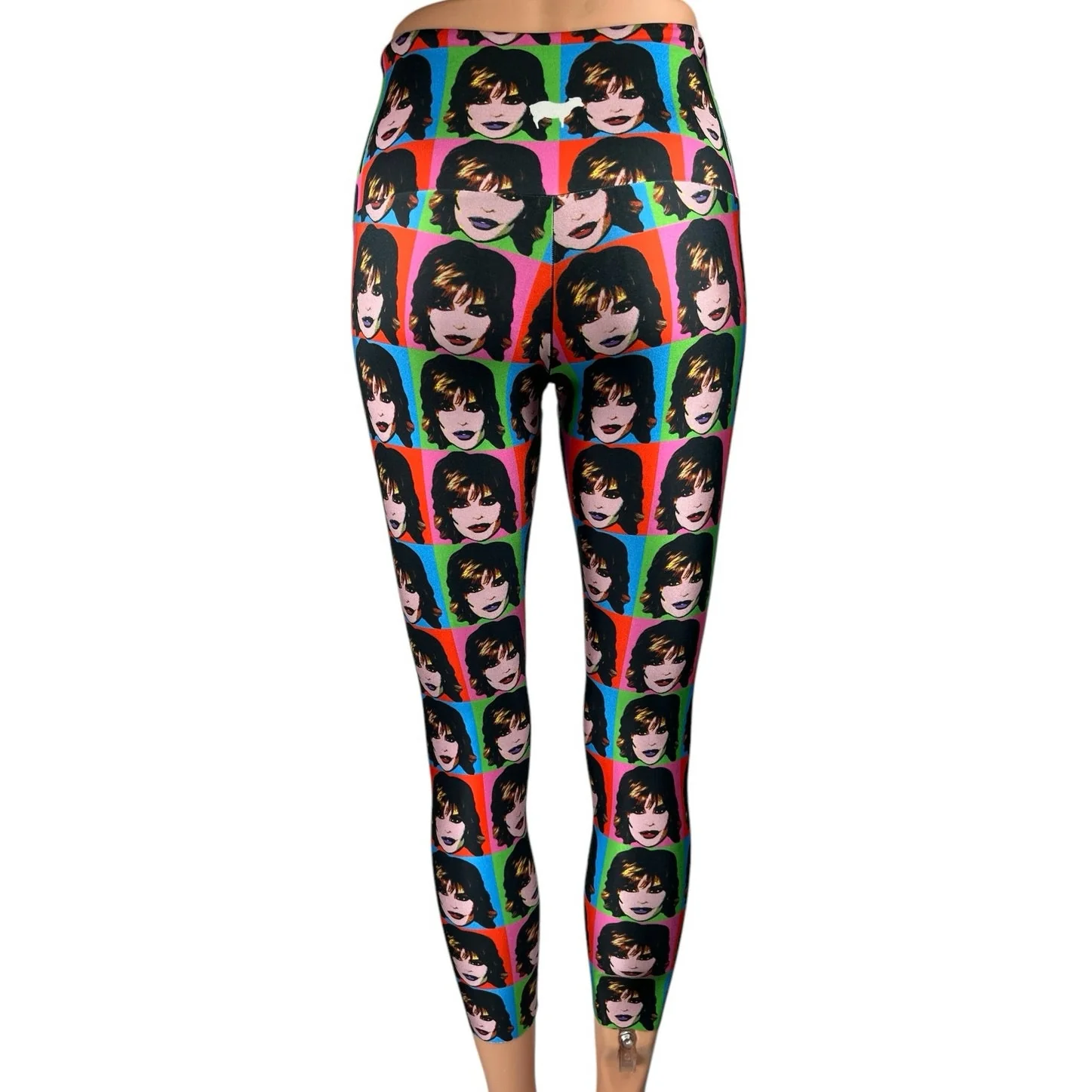 Goldsheep Lisa Rinna Multicolor Face Print Pop Art Skinny Yoga Leggings Pants XS - Image 3